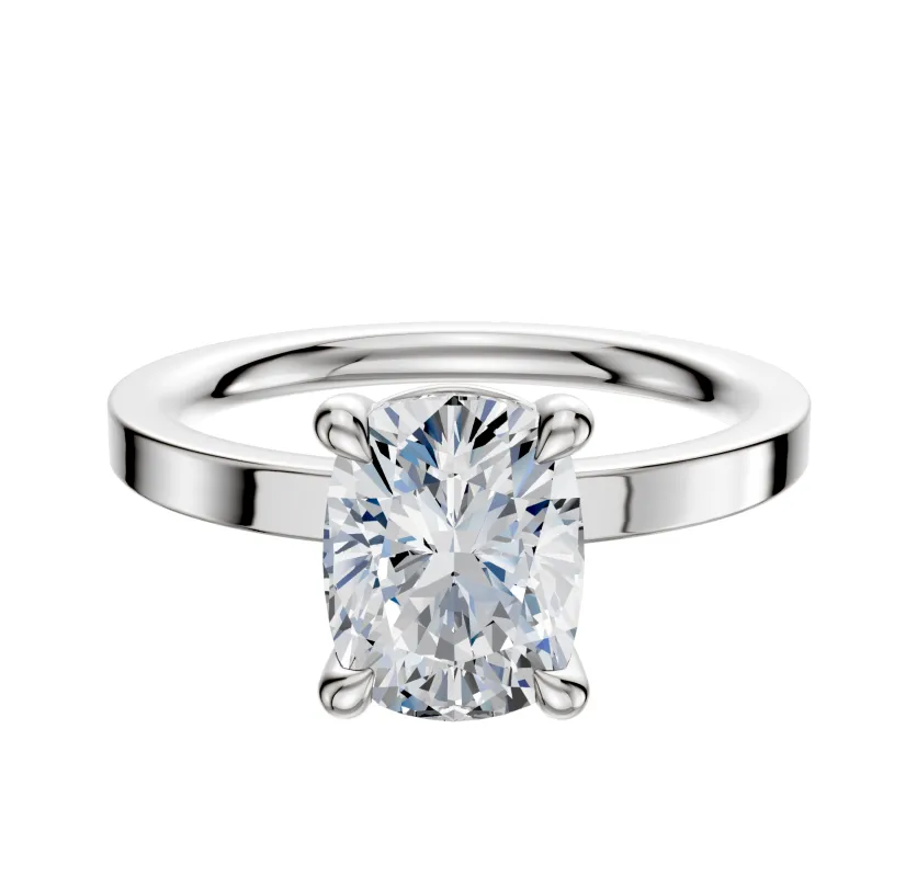 Platinum 4 Prong Basket Classic Flat 2.0mm Engagement Ring sold by Promise By Effy