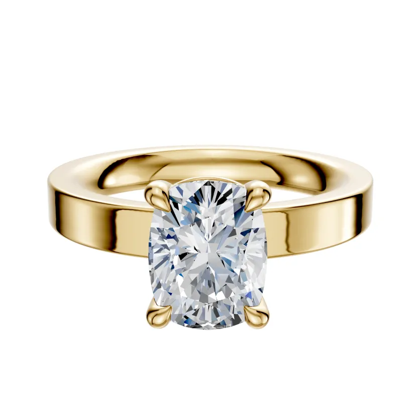 14K Yellow Gold 4 Prong Basket Classic Flat 3.0mm Engagement Ring sold by Promise By Effy