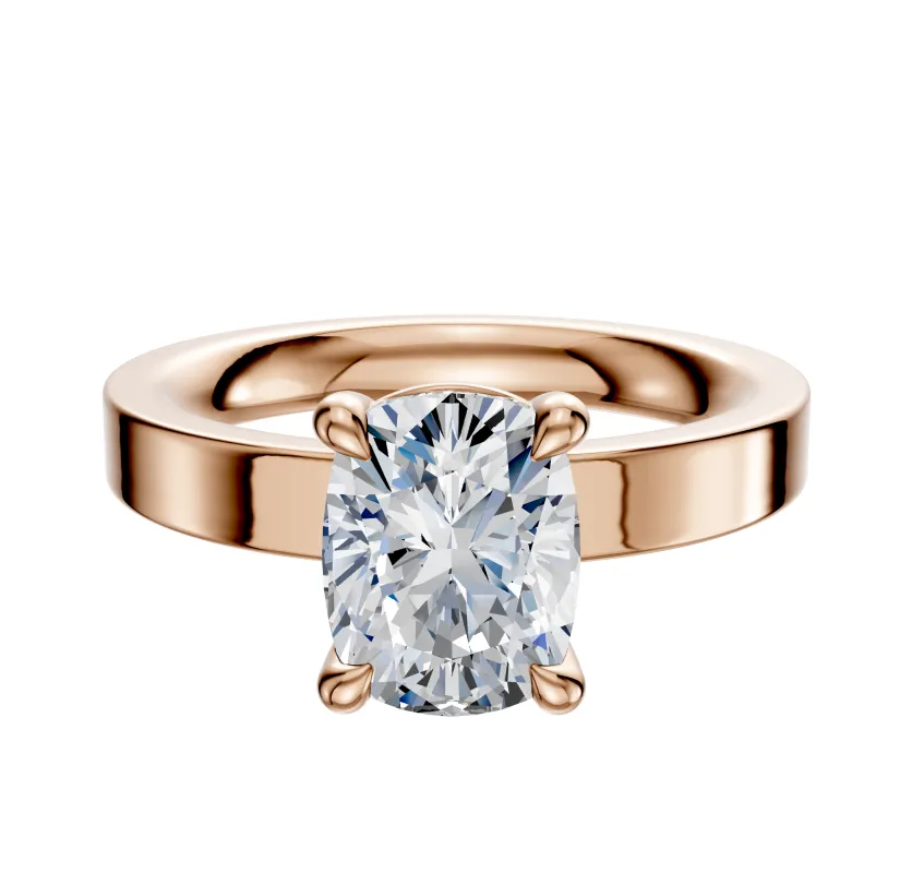 14K Rose Gold 4 Prong Basket Classic Flat 3.0mm Engagement Ring sold by Promise By Effy