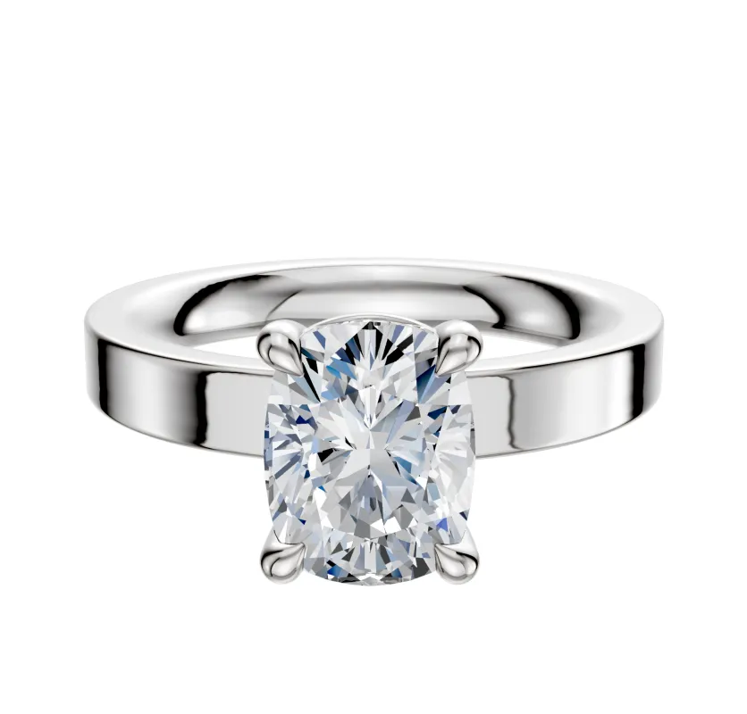 Platinum 4 Prong Basket Classic Flat 3.0mm Engagement Ring sold by Promise By Effy