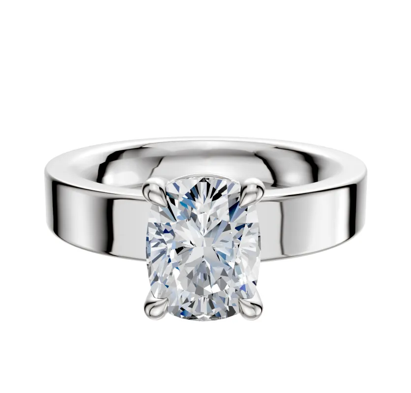 18K White Gold 4 Prong Basket Classic Flat 4.0mm Engagement Ring sold by Promise By Effy