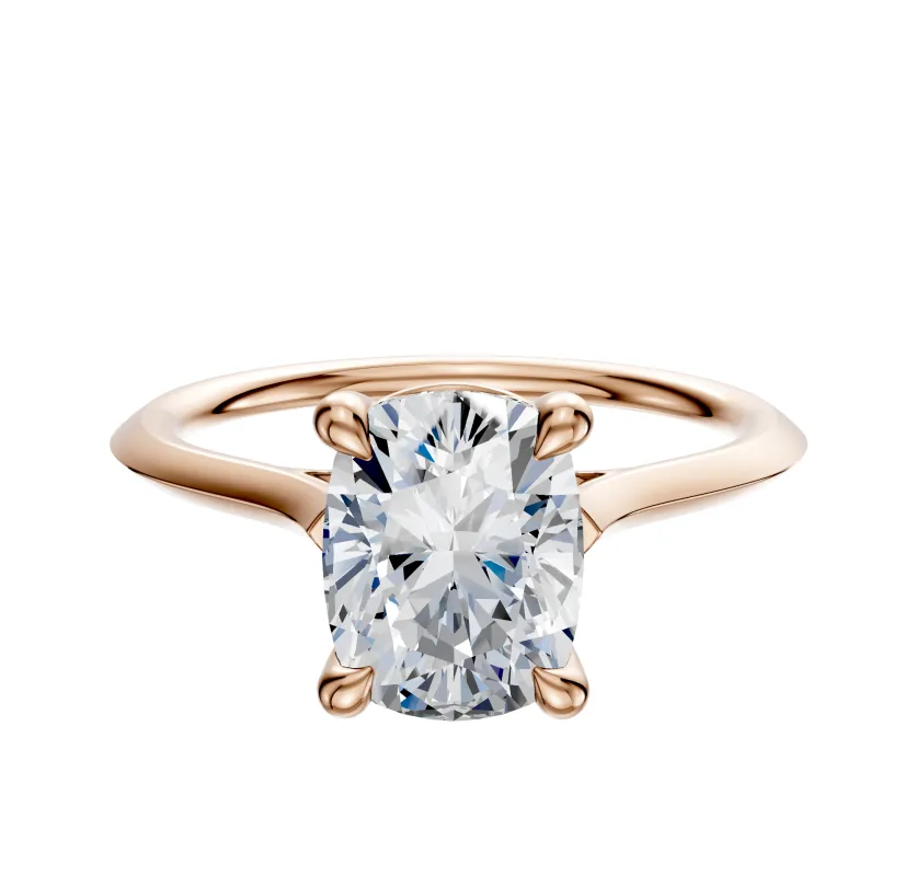 18K Rose Gold 4 Prong Basket Cathedral Knife Edge 1.5mm Engagement Ring sold by Promise By Effy