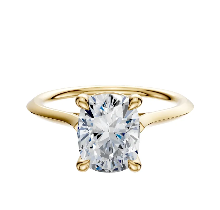 18K Yellow Gold 4 Prong Basket Cathedral Knife Edge 1.5mm Engagement Ring sold by Promise By Effy