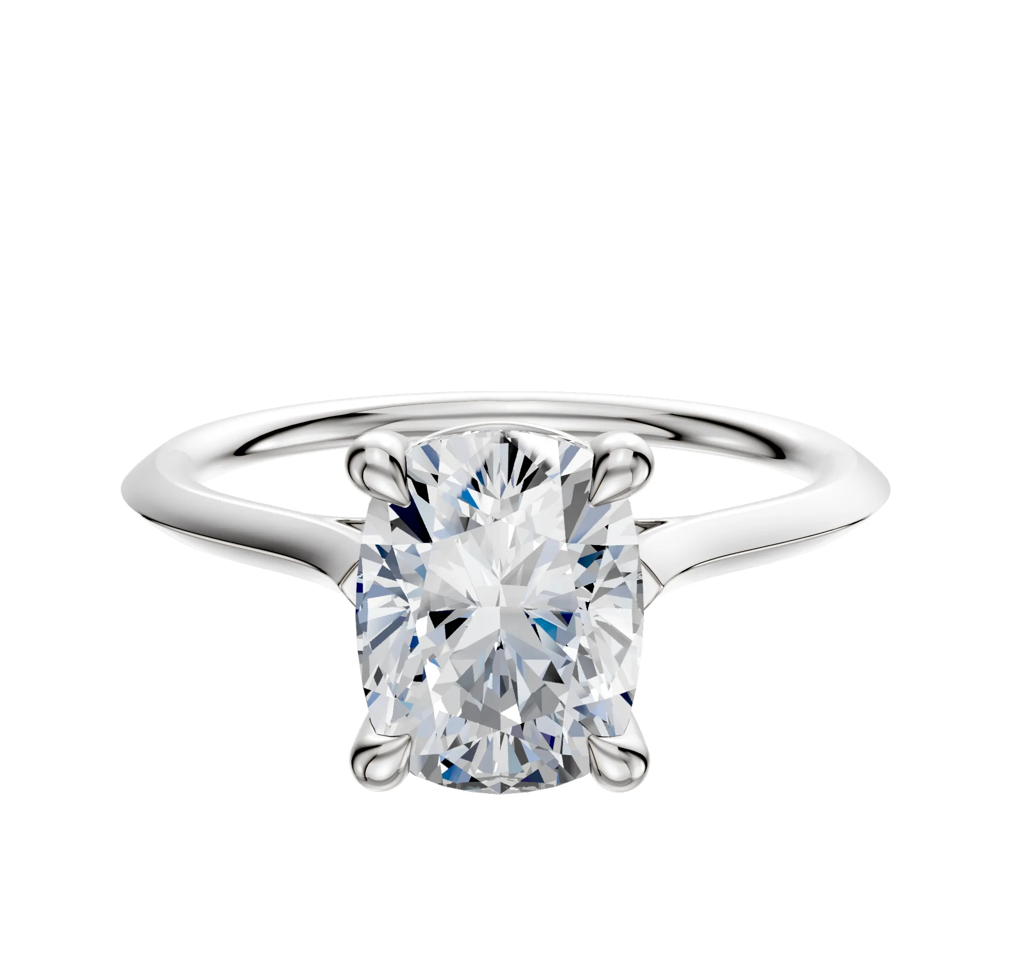 Platinum 4 Prong Basket Cathedral Knife Edge 1.5mm Engagement Ring sold by Promise By Effy