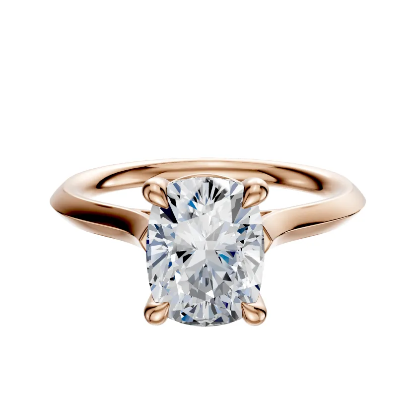 14K Rose Gold 4 Prong Basket Cathedral Knife Edge 2.0mm Engagement Ring sold by Promise By Effy