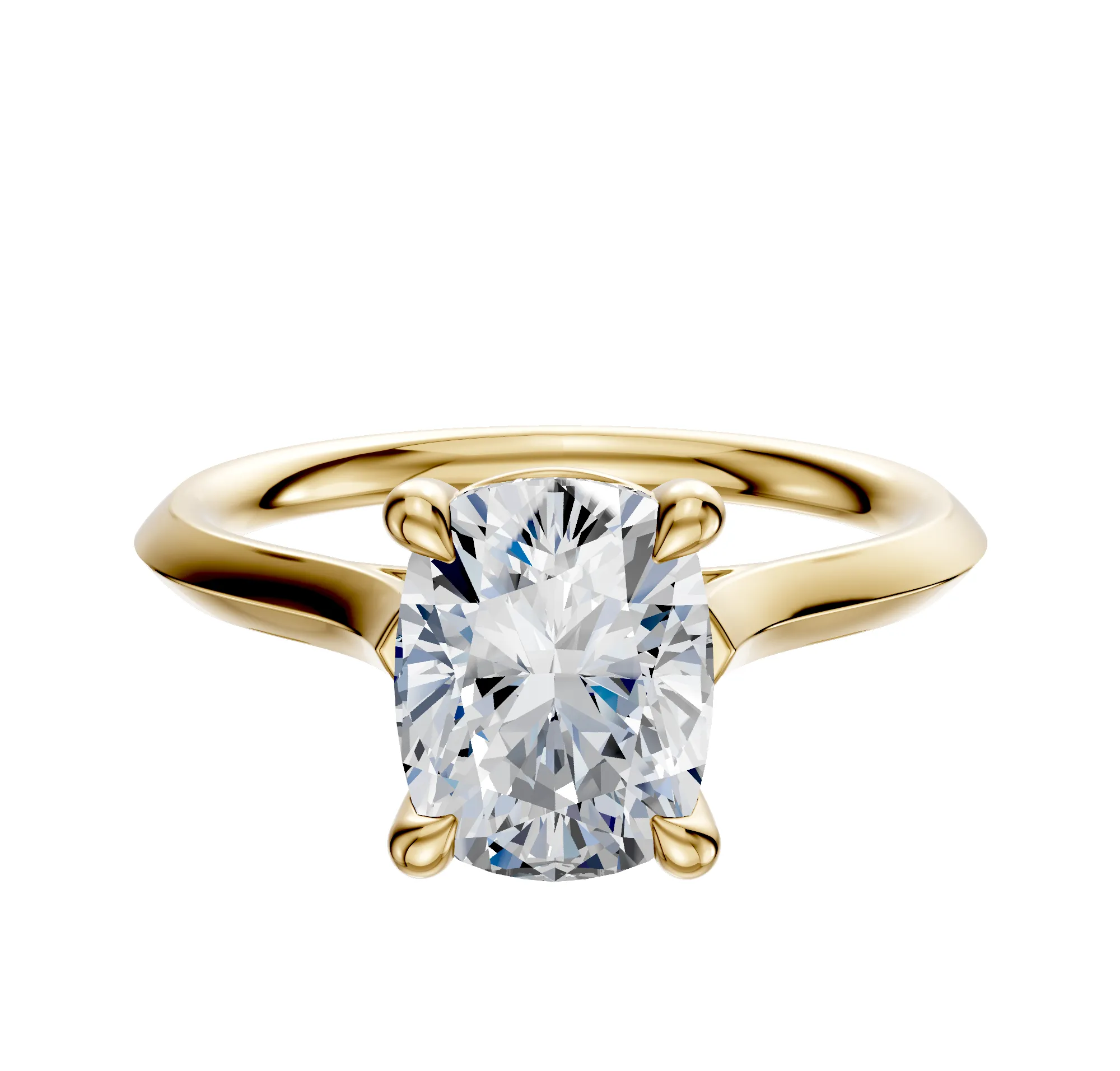 18K Yellow Gold 4 Prong Basket Cathedral Knife Edge 2.0mm Engagement Ring sold by Promise By Effy