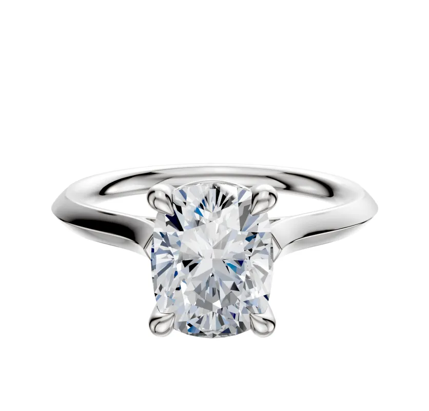 Platinum 4 Prong Basket Cathedral Knife Edge 2.0mm Engagement Ring sold by Promise By Effy