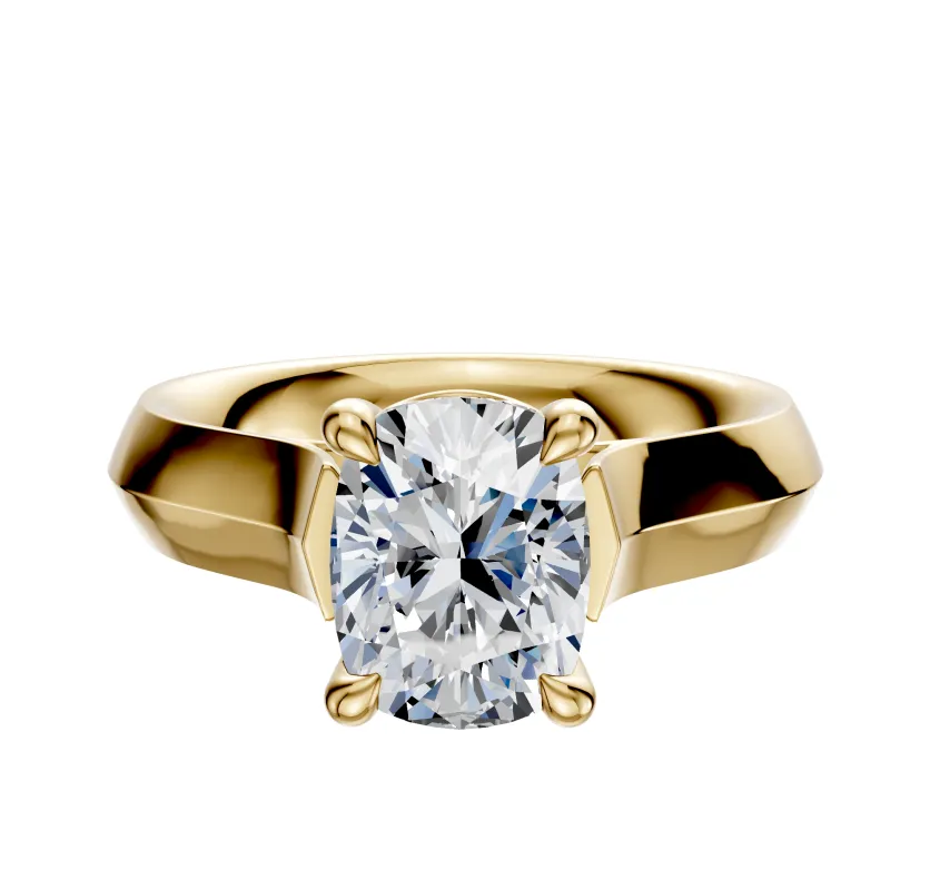 14K Yellow Gold 4 Prong Basket Cathedral Knife Edge 4.0mm Engagement Ring sold by Promise By Effy