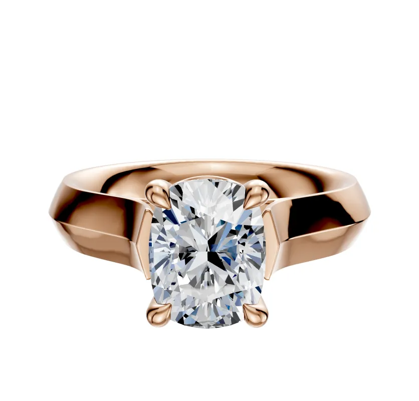 18K Rose Gold 4 Prong Basket Cathedral Knife Edge 4.0mm Engagement Ring sold by Promise By Effy