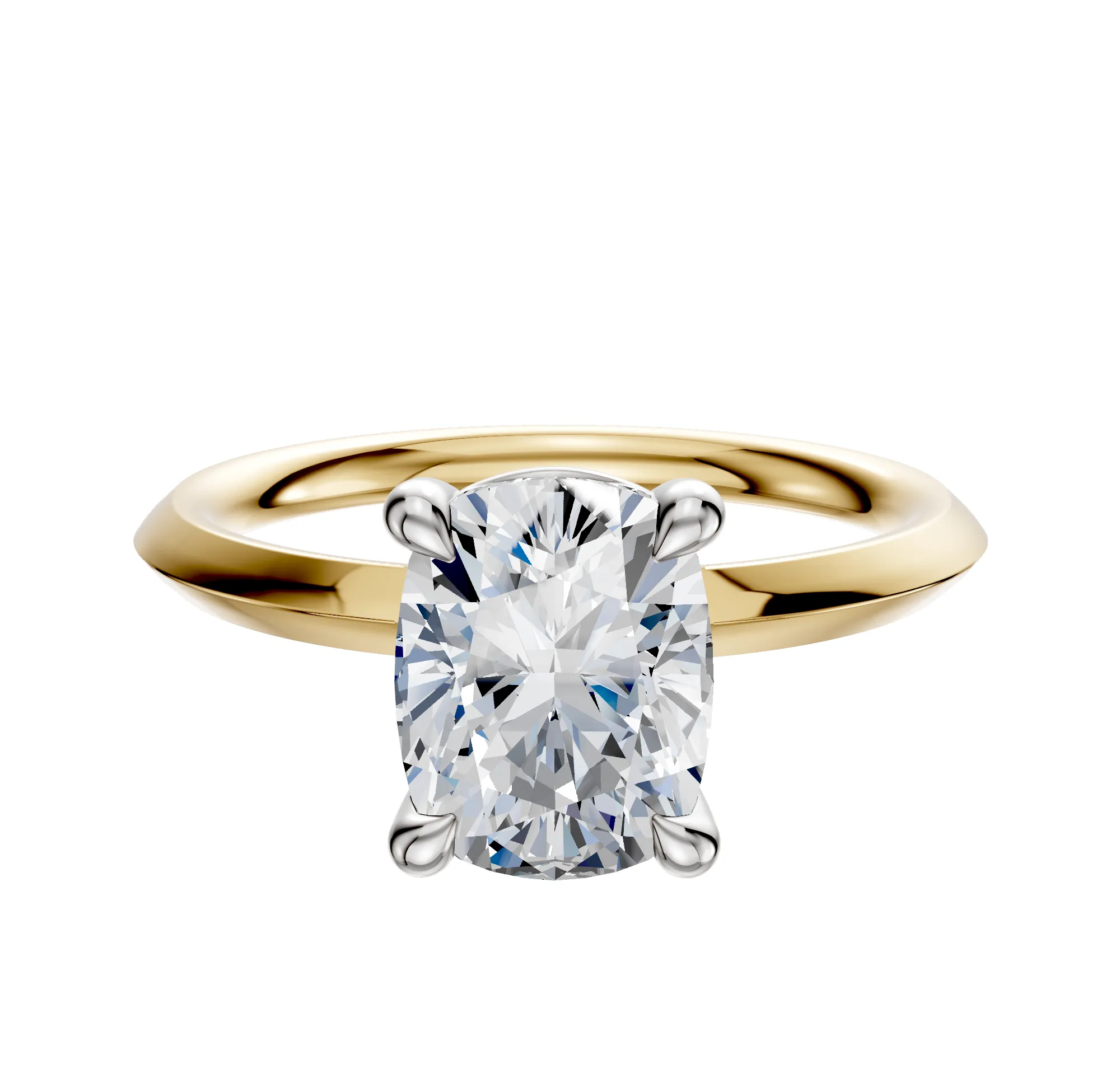 14K Two Tone 4 Prong Basket Classic Knife Edge 2.0mm Engagement Ring sold by Promise By Effy