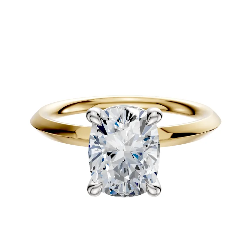 18K Two Tone 4 Prong Basket Classic Knife Edge 2.0mm Engagement Ring sold by Promise By Effy