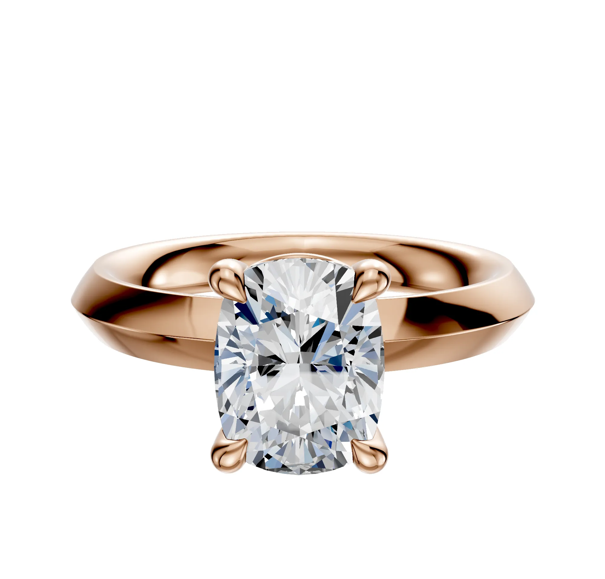 14K Rose Gold 4 Prong Basket Classic Knife Edge 3.0mm Engagement Ring sold by Promise By Effy