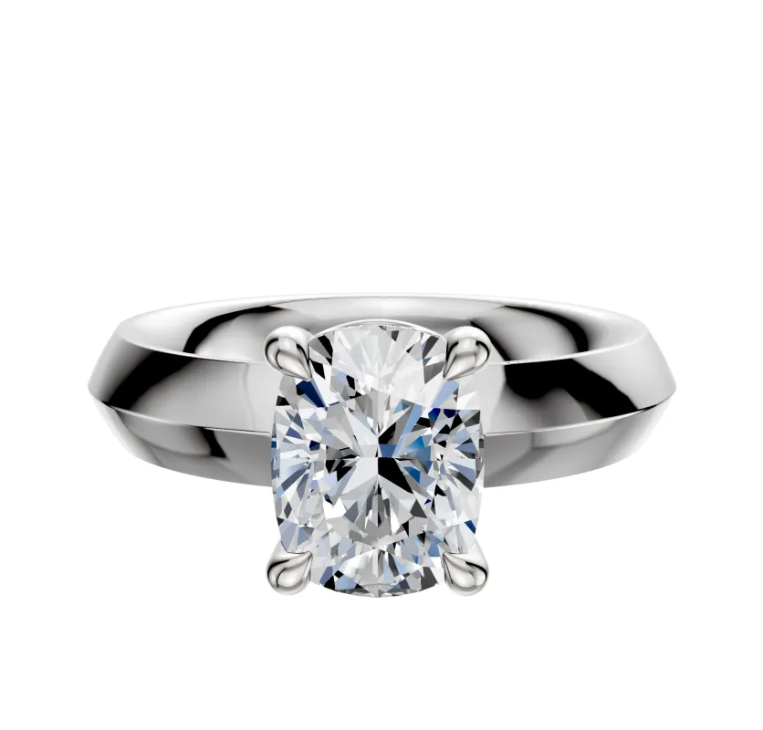 18K White Gold 4 Prong Basket Classic Knife Edge 4.0mm Engagement Ring sold by Promise By Effy