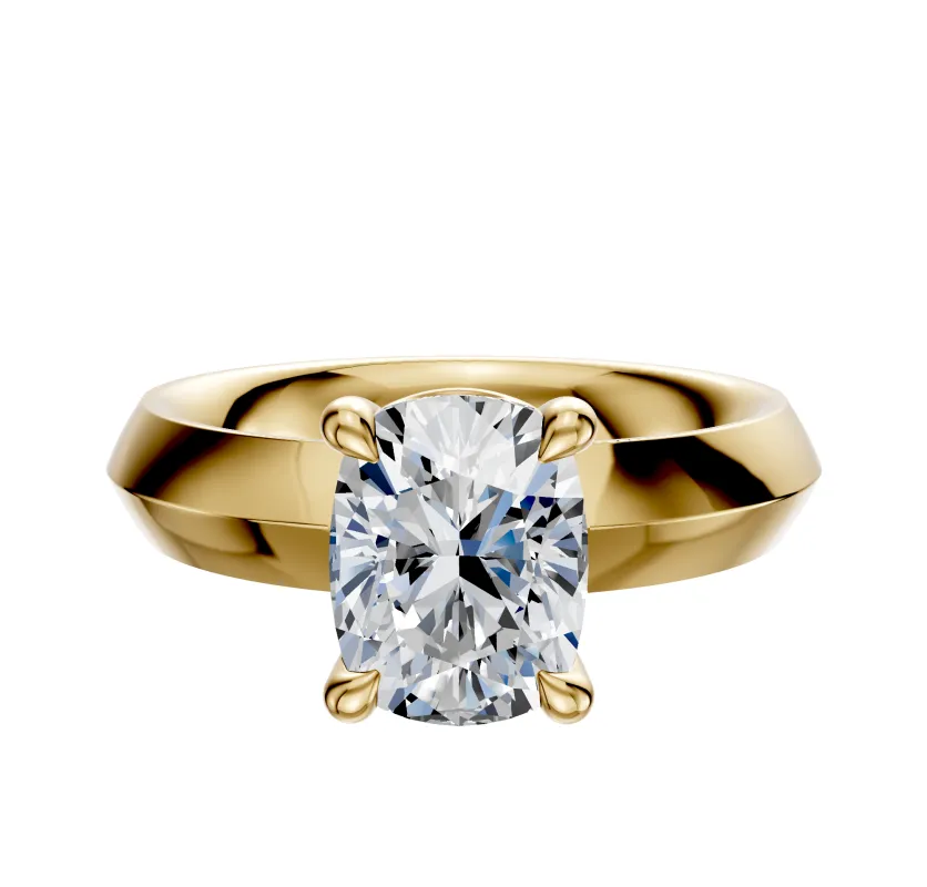 18K Yellow Gold 4 Prong Basket Classic Knife Edge 4.0mm Engagement Ring sold by Promise By Effy