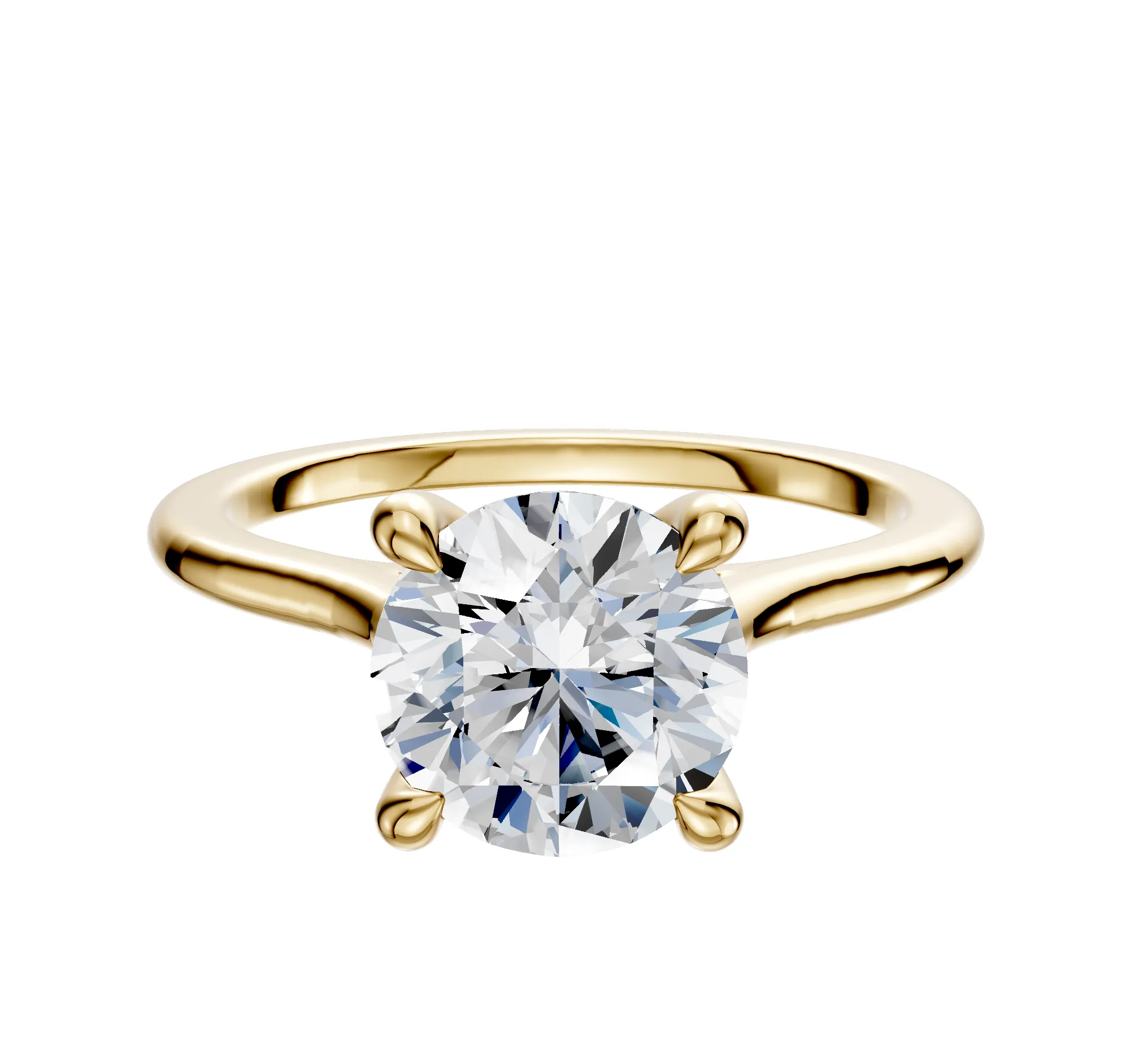 14K Yellow Gold 4 Prong Hidden Halo Cathedral Dome 1.5mm Engagement Ring sold by Promise By Effy