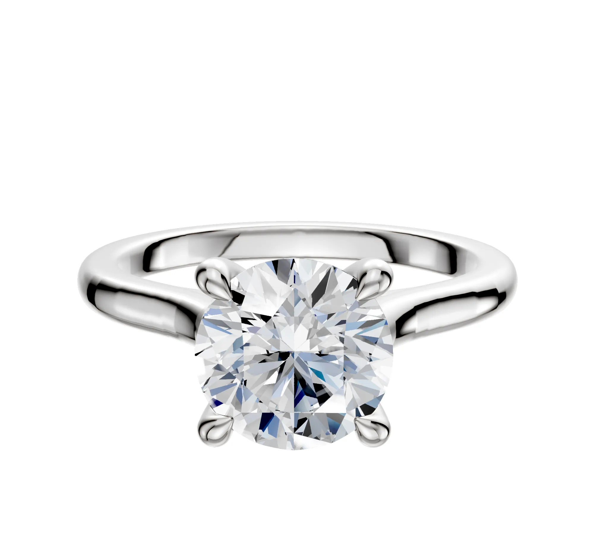 Platinum 4 Prong Hidden Halo Cathedral Dome 2.0mm Engagement Ring sold by Promise By Effy