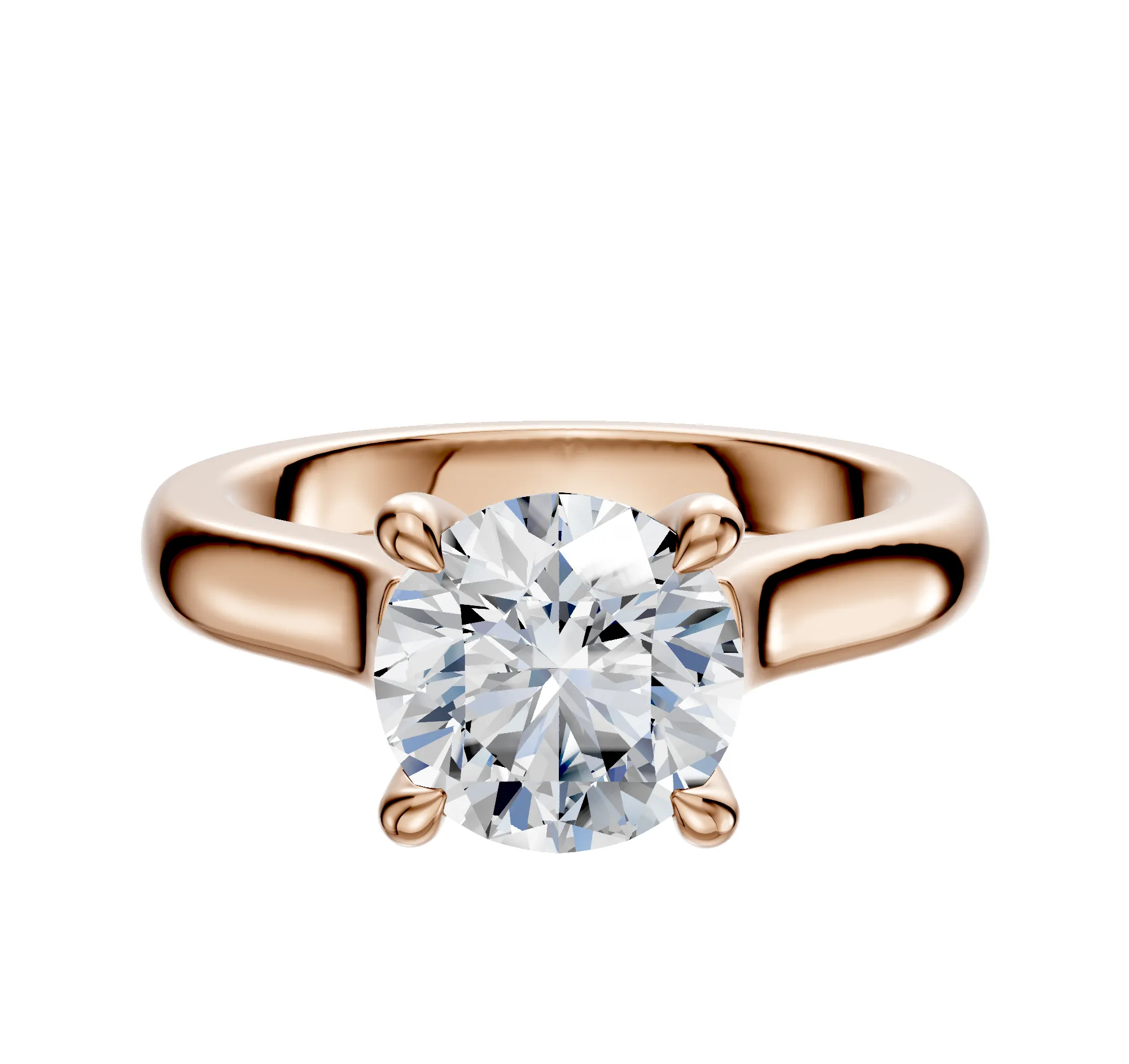 18K Rose Gold 4 Prong Hidden Halo Cathedral Dome 3.0mm Engagement Ring sold by Promise By Effy