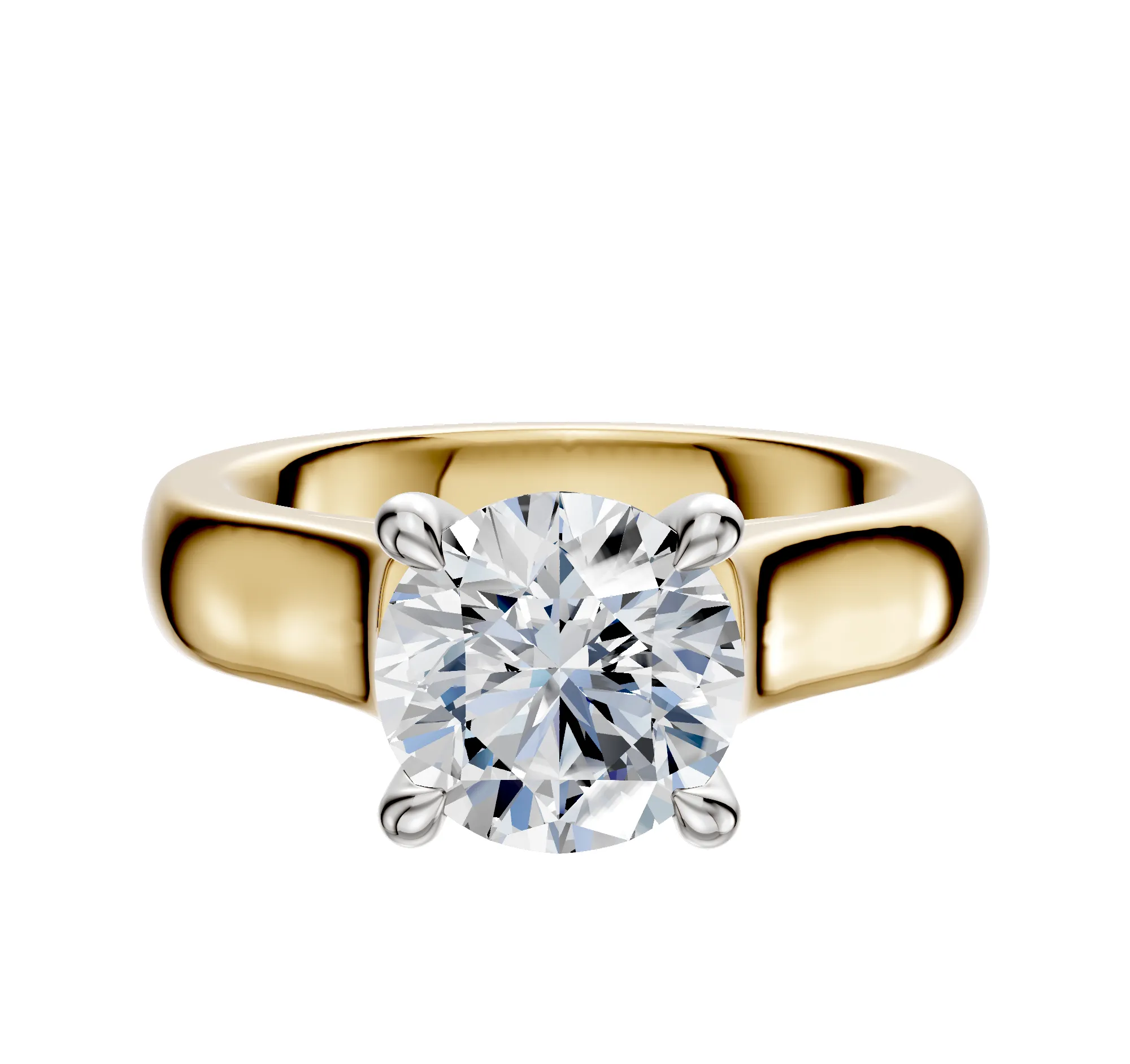 18K Two Tone 4 Prong Hidden Halo Cathedral Dome 4.0mm Engagement Ring sold by Promise By Effy