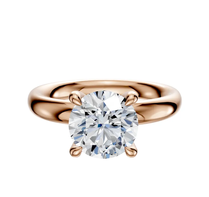 14K Rose Gold 4 Prong Hidden Halo Classic Dome 3.0mm Engagement Ring sold by Promise By Effy