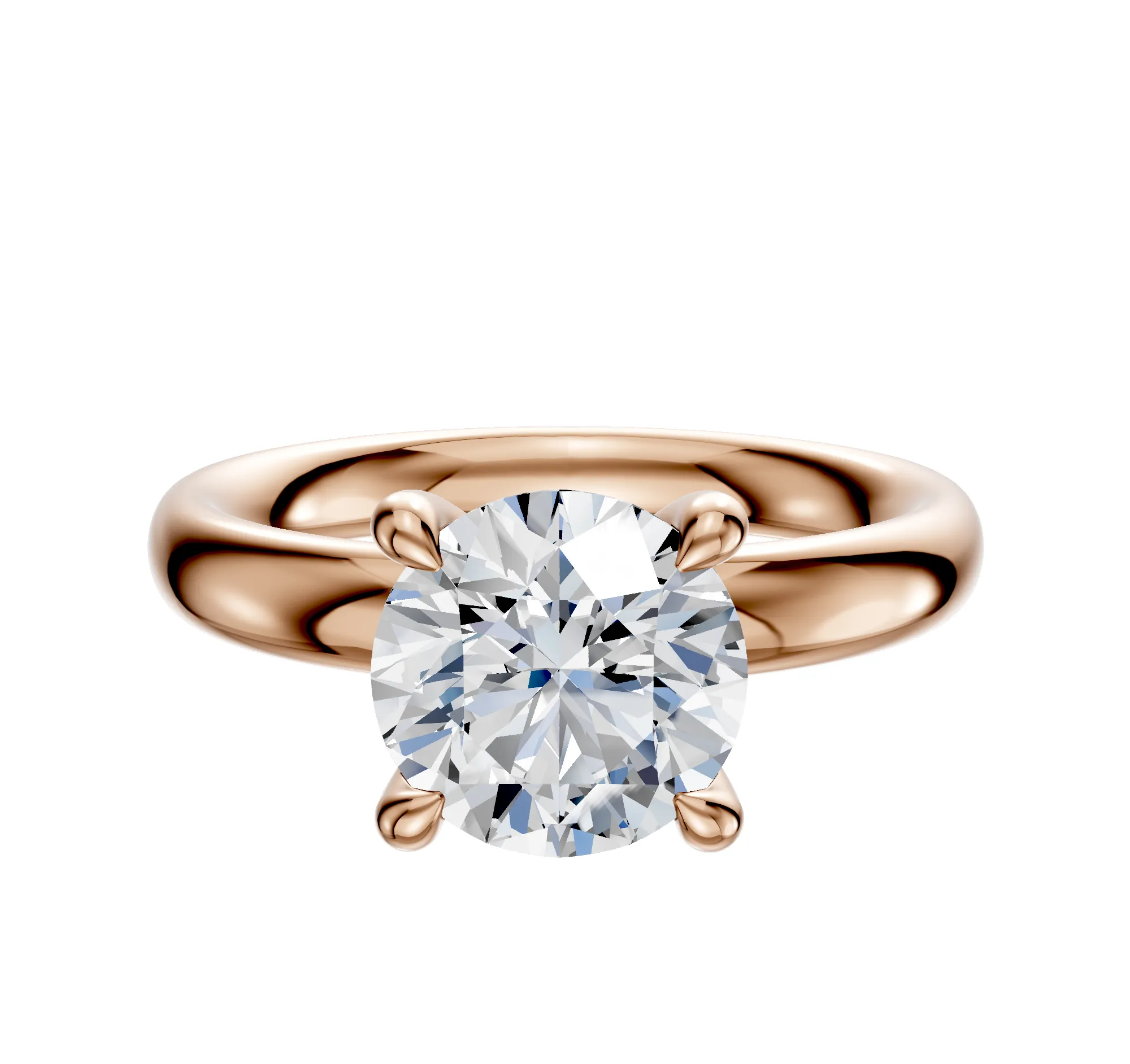 18K Rose Gold 4 Prong Hidden Halo Classic Dome 3.0mm Engagement Ring sold by Promise By Effy