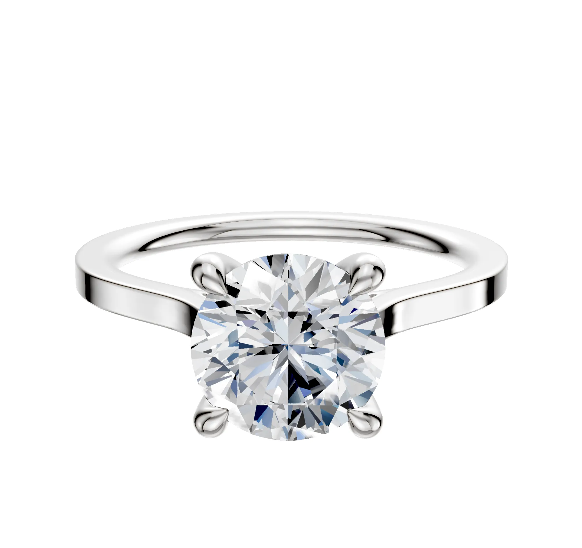 14K White Gold 4 Prong Hidden Halo Cathedral Flat 1.5mm Engagement Ring sold by Promise By Effy