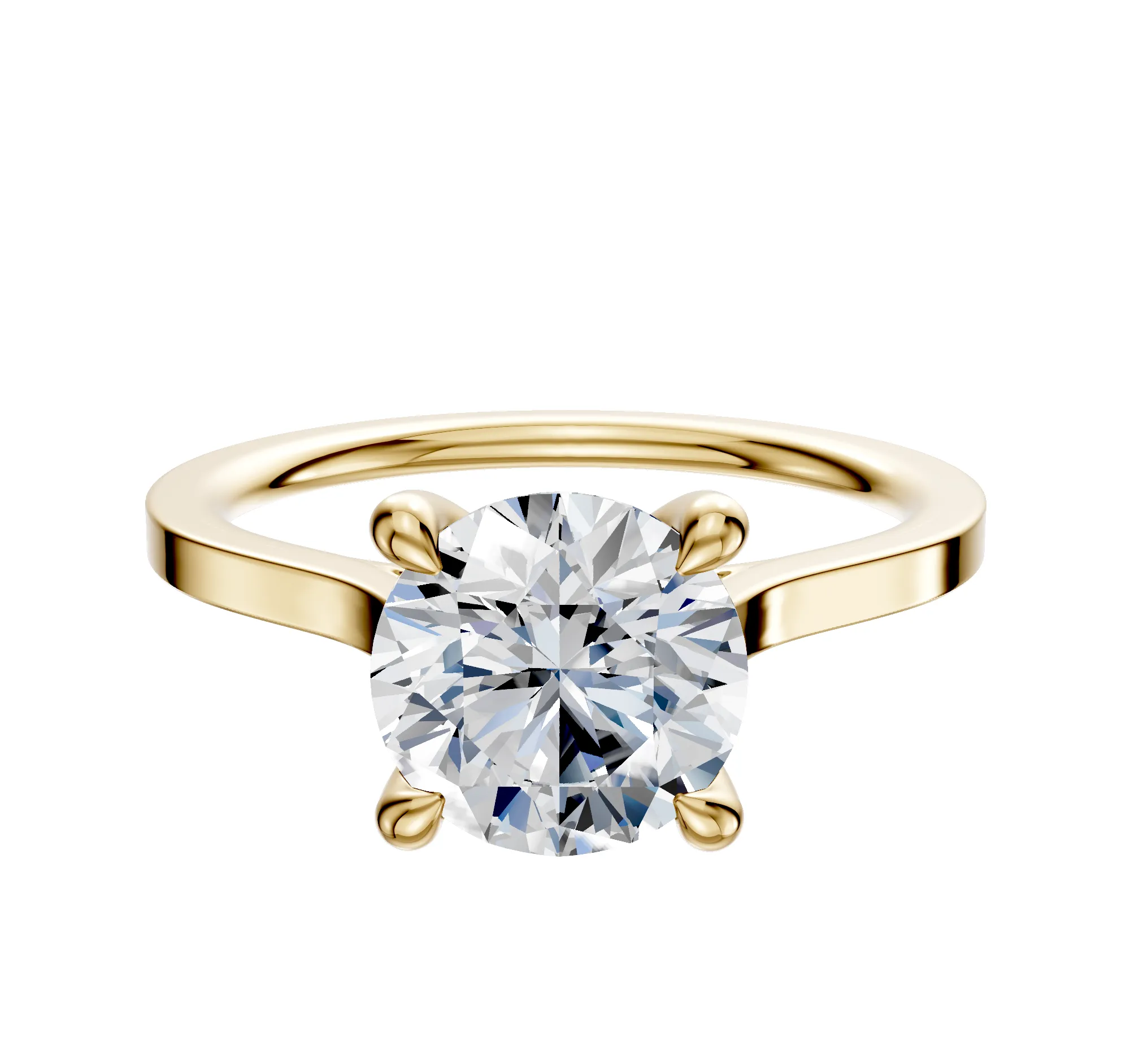 14K Yellow Gold 4 Prong Hidden Halo Cathedral Flat 1.5mm Engagement Ring sold by Promise By Effy