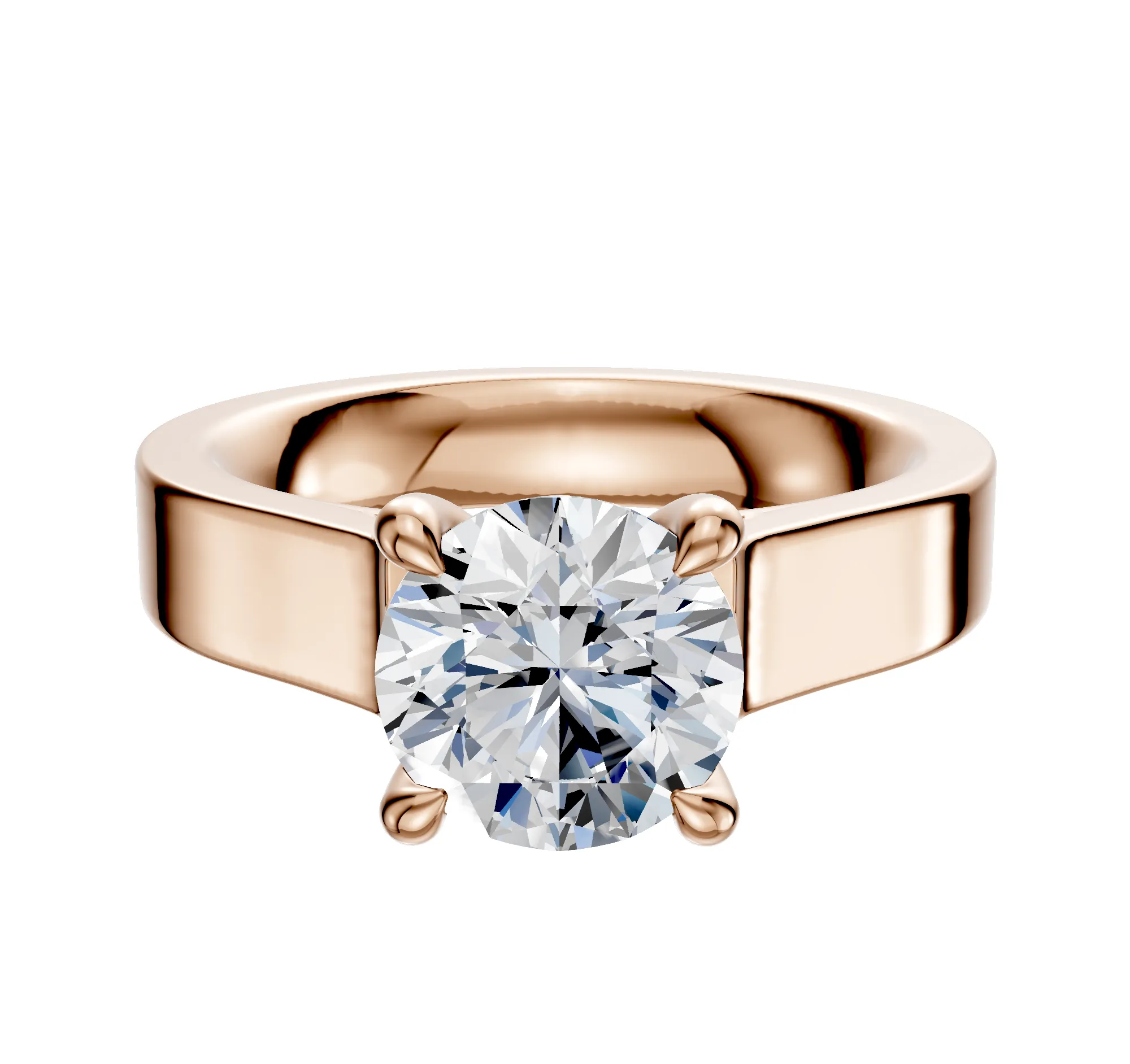 14K Rose Gold 4 Prong Hidden Halo Cathedral Flat 4.0mm Engagement Ring sold by Promise By Effy