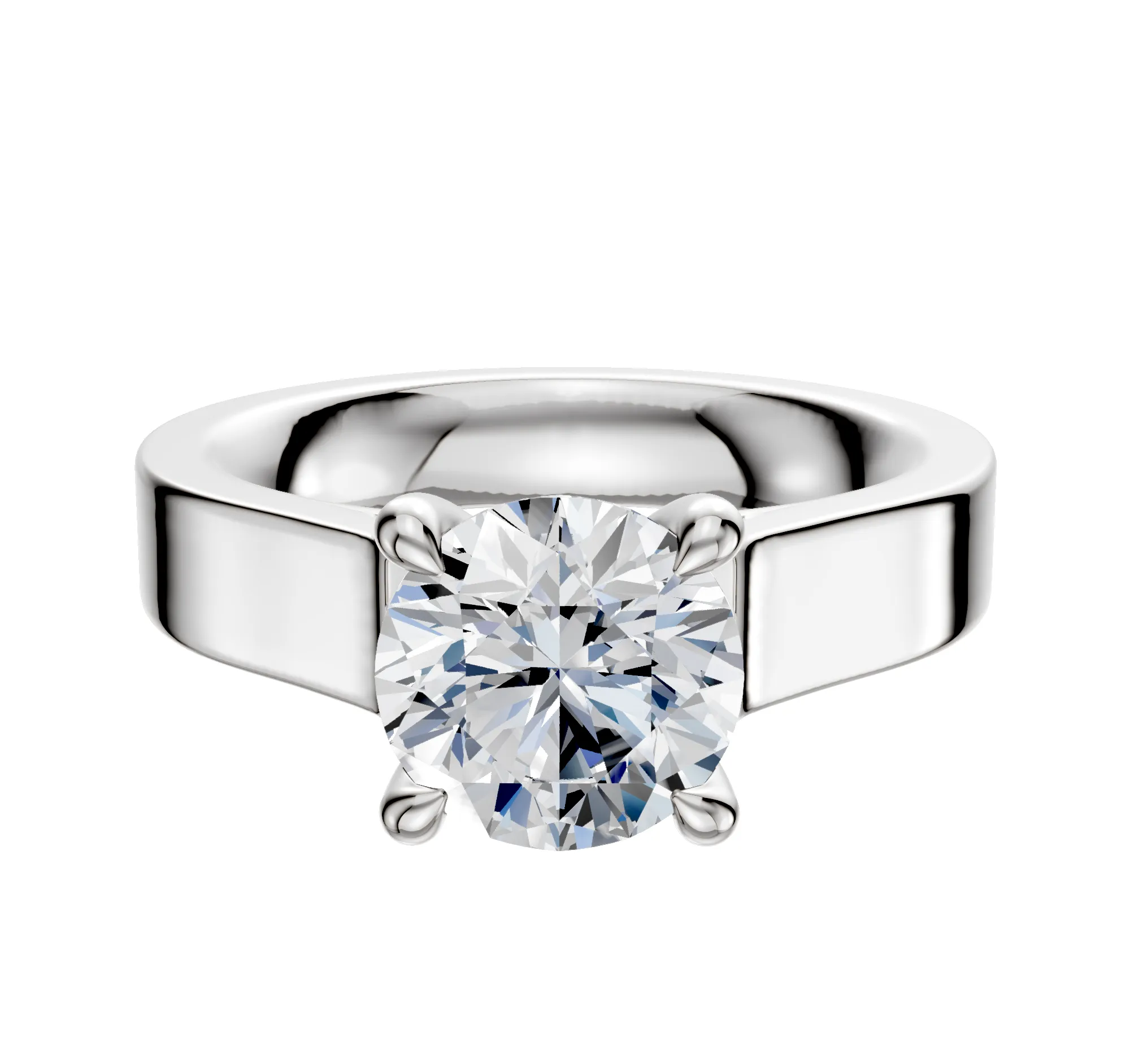 18K White Gold 4 Prong Hidden Halo Cathedral Flat 4.0mm Engagement Ring sold by Promise By Effy