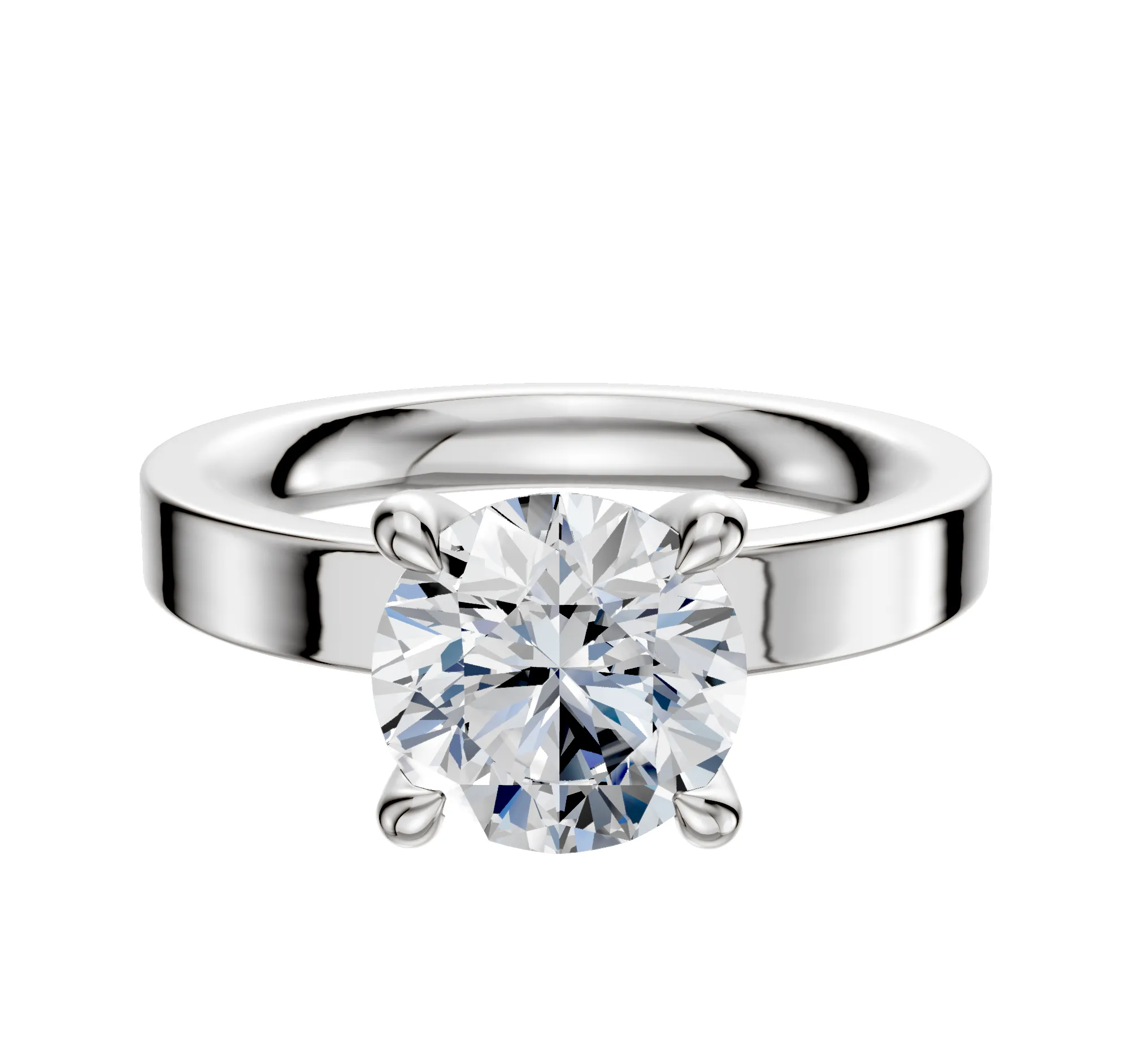 18K White Gold 4 Prong Hidden Halo Classic Flat 3.0mm Engagement Ring sold by Promise By Effy