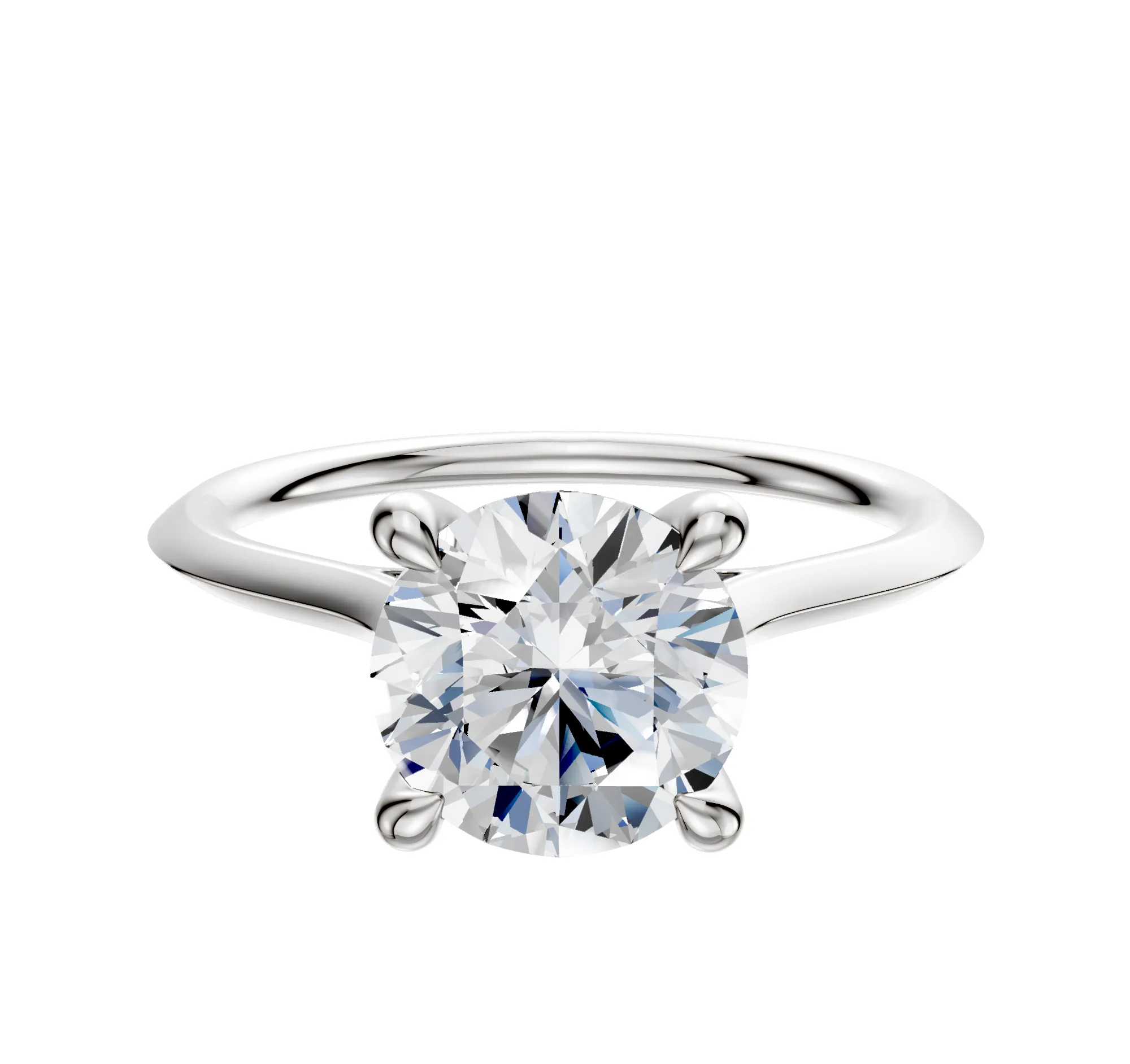 14K White Gold 4 Prong Hidden Halo Cathedral Knife Edge 1.5mm Engagement Ring sold by Promise By Effy