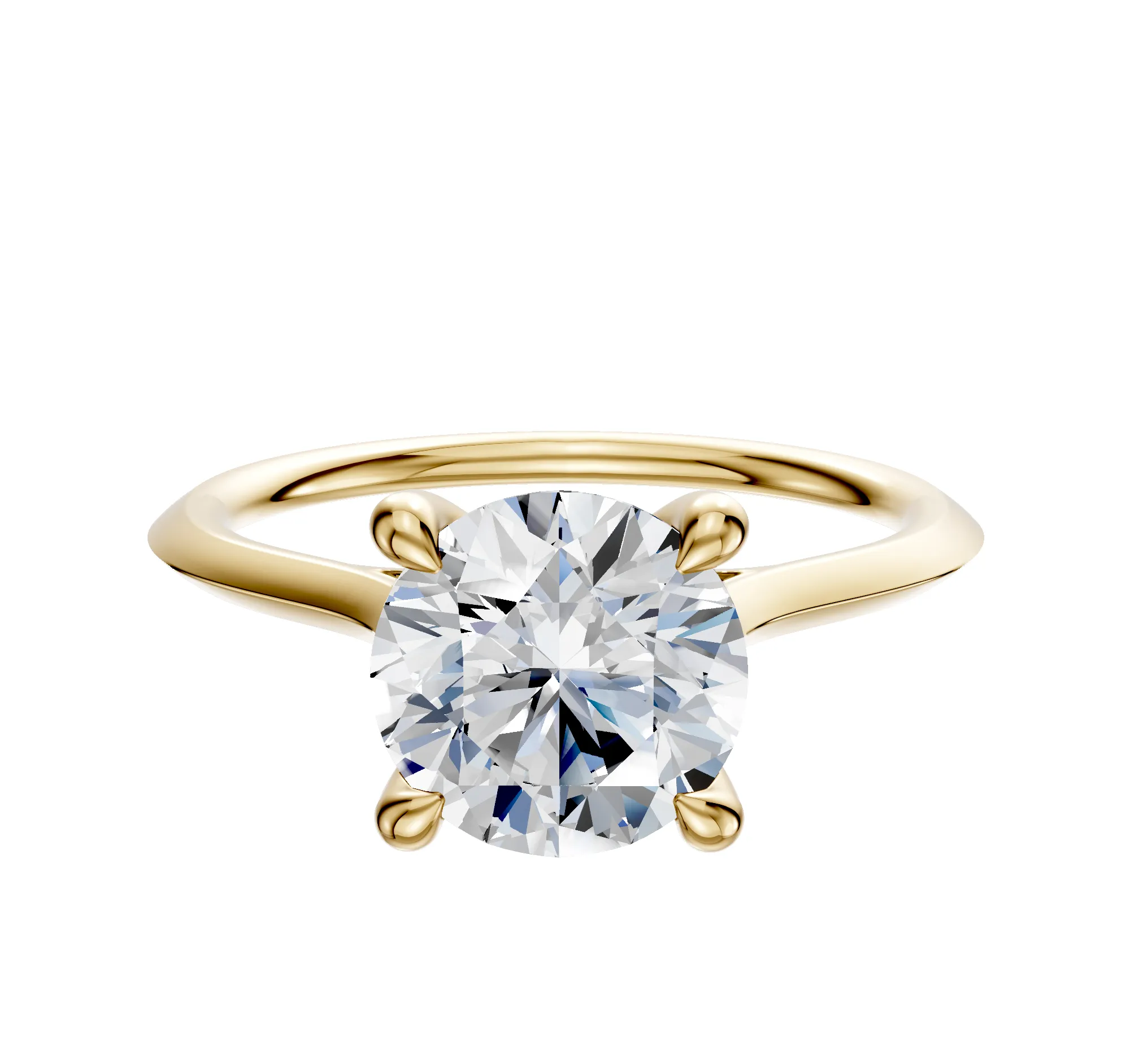 18K Yellow Gold 4 Prong Hidden Halo Cathedral Knife Edge 1.5mm Engagement Ring sold by Promise By Effy