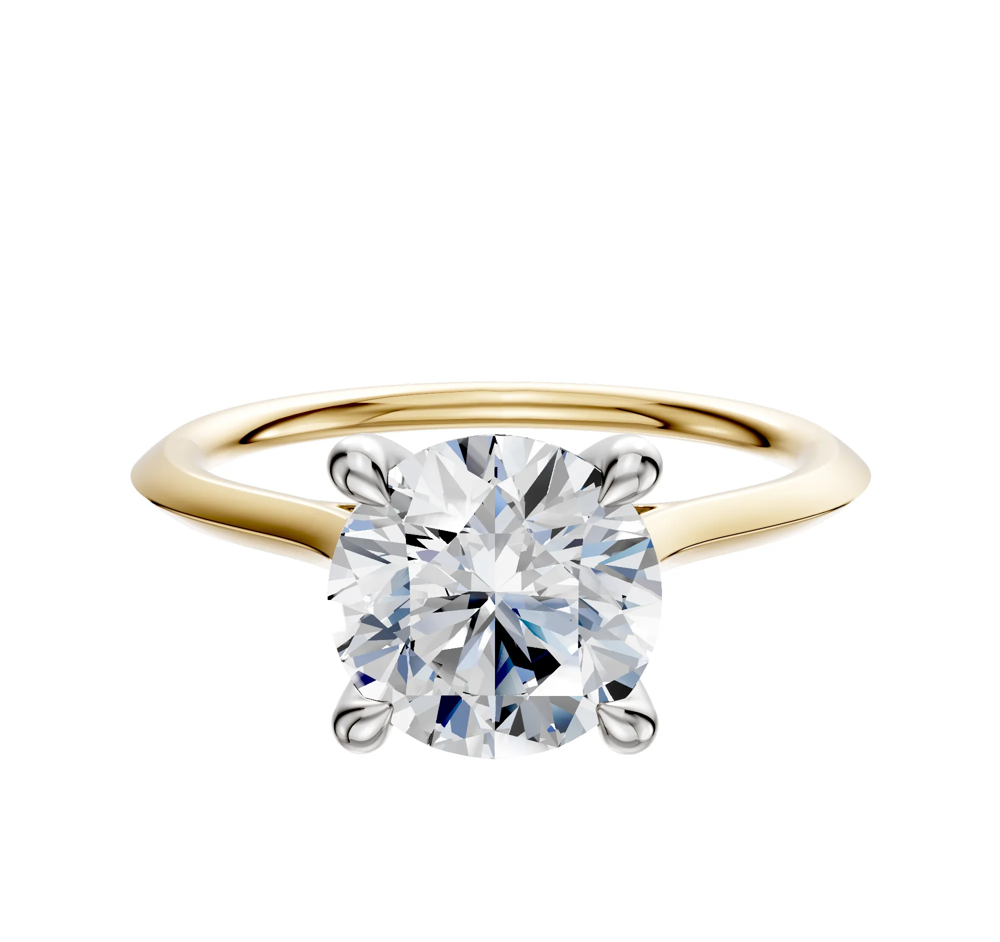 18K Two Tone 4 Prong Hidden Halo Cathedral Knife Edge 1.5mm Engagement Ring sold by Promise By Effy