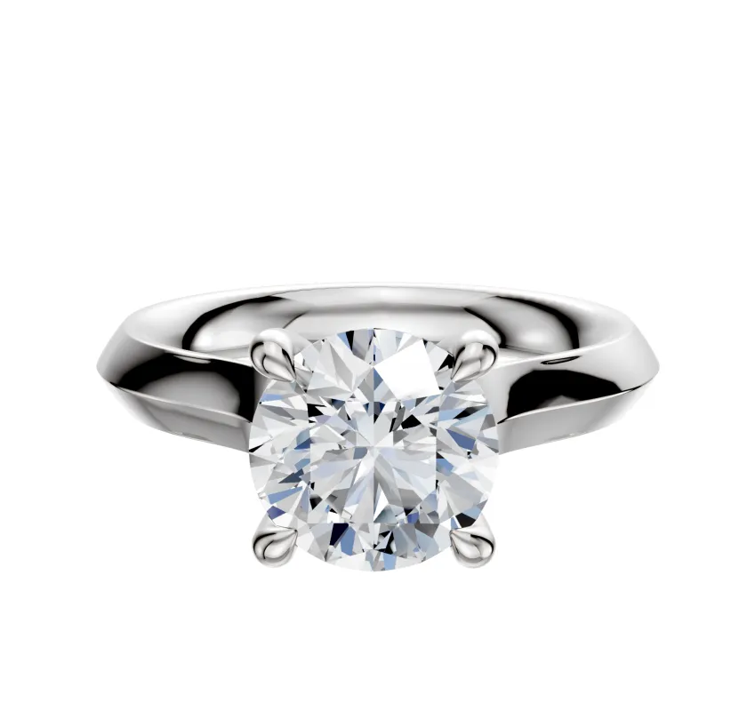 18K White Gold 4 Prong Hidden Halo Cathedral Knife Edge 3.0mm Engagement Ring sold by Promise By Effy