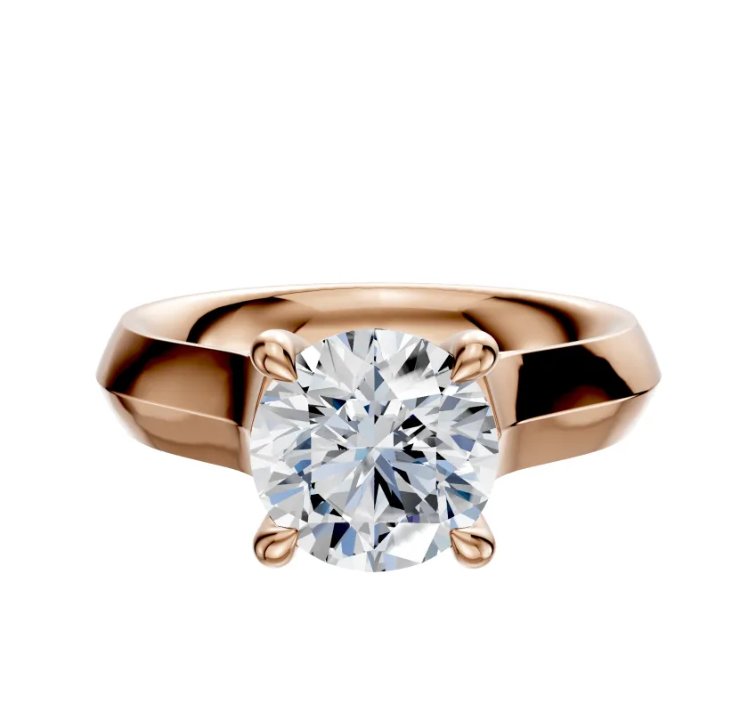 14K Rose Gold 4 Prong Hidden Halo Cathedral Knife Edge 4.0mm Engagement Ring sold by Promise By Effy