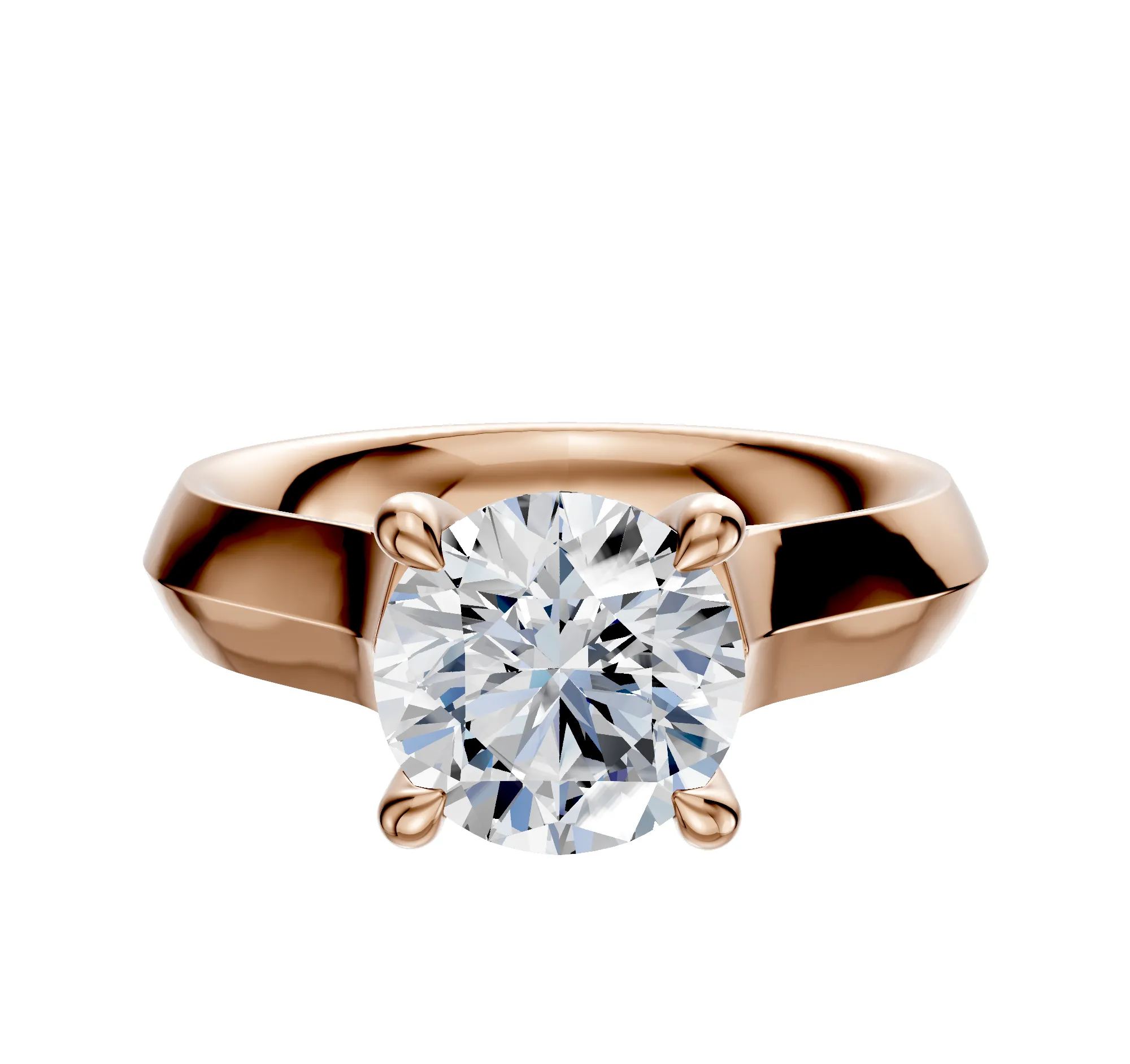 18K Rose Gold 4 Prong Hidden Halo Cathedral Knife Edge 4.0mm Engagement Ring sold by Promise By Effy