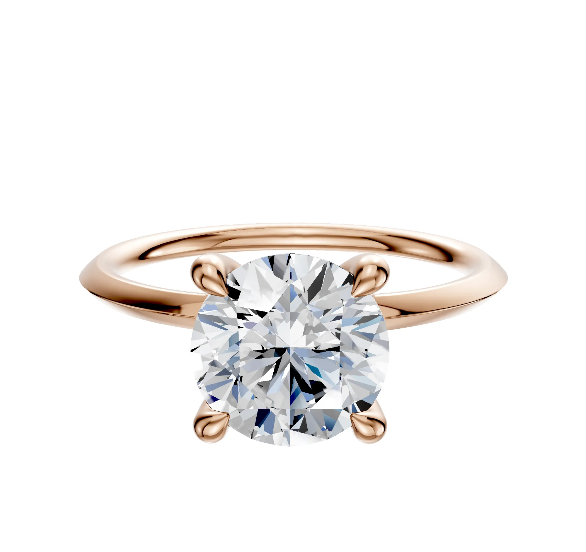 14K Rose Gold 4 Prong Hidden Halo Classic Knife Edge 1.5mm Engagement Ring sold by Promise By Effy