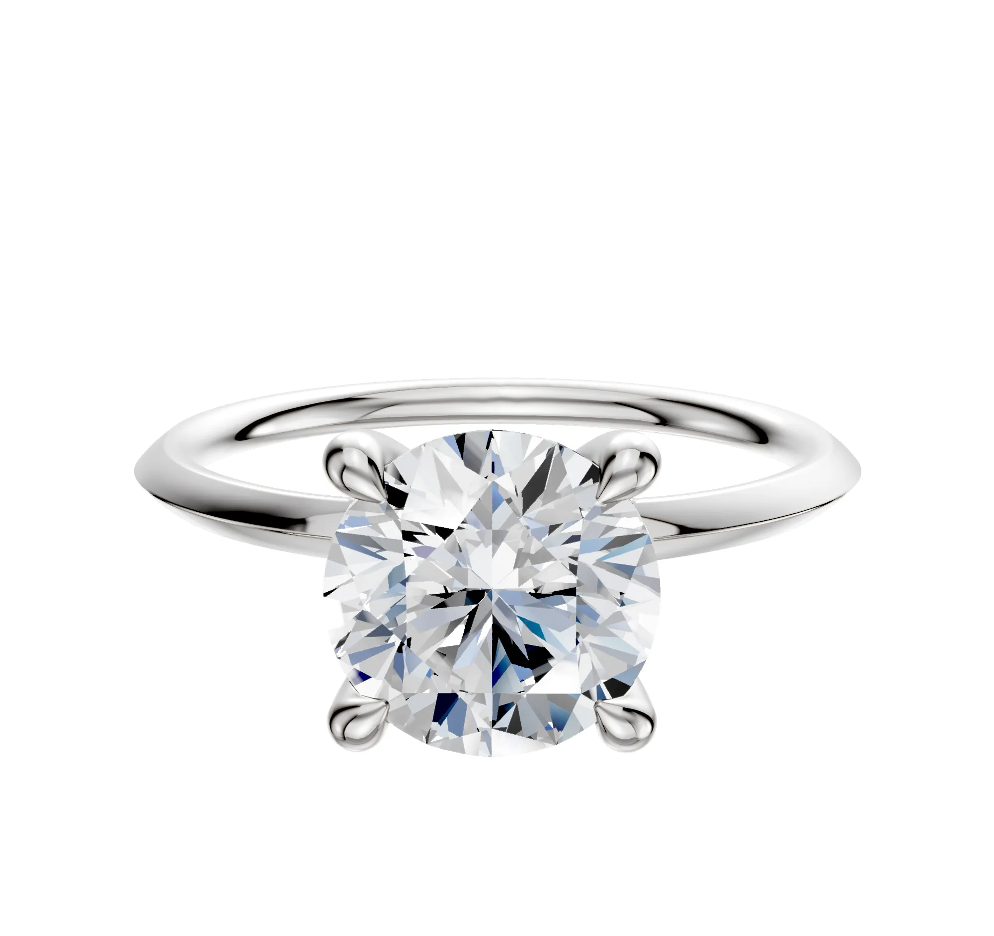 18K White Gold 4 Prong Hidden Halo Classic Knife Edge 1.5mm Engagement Ring sold by Promise By Effy