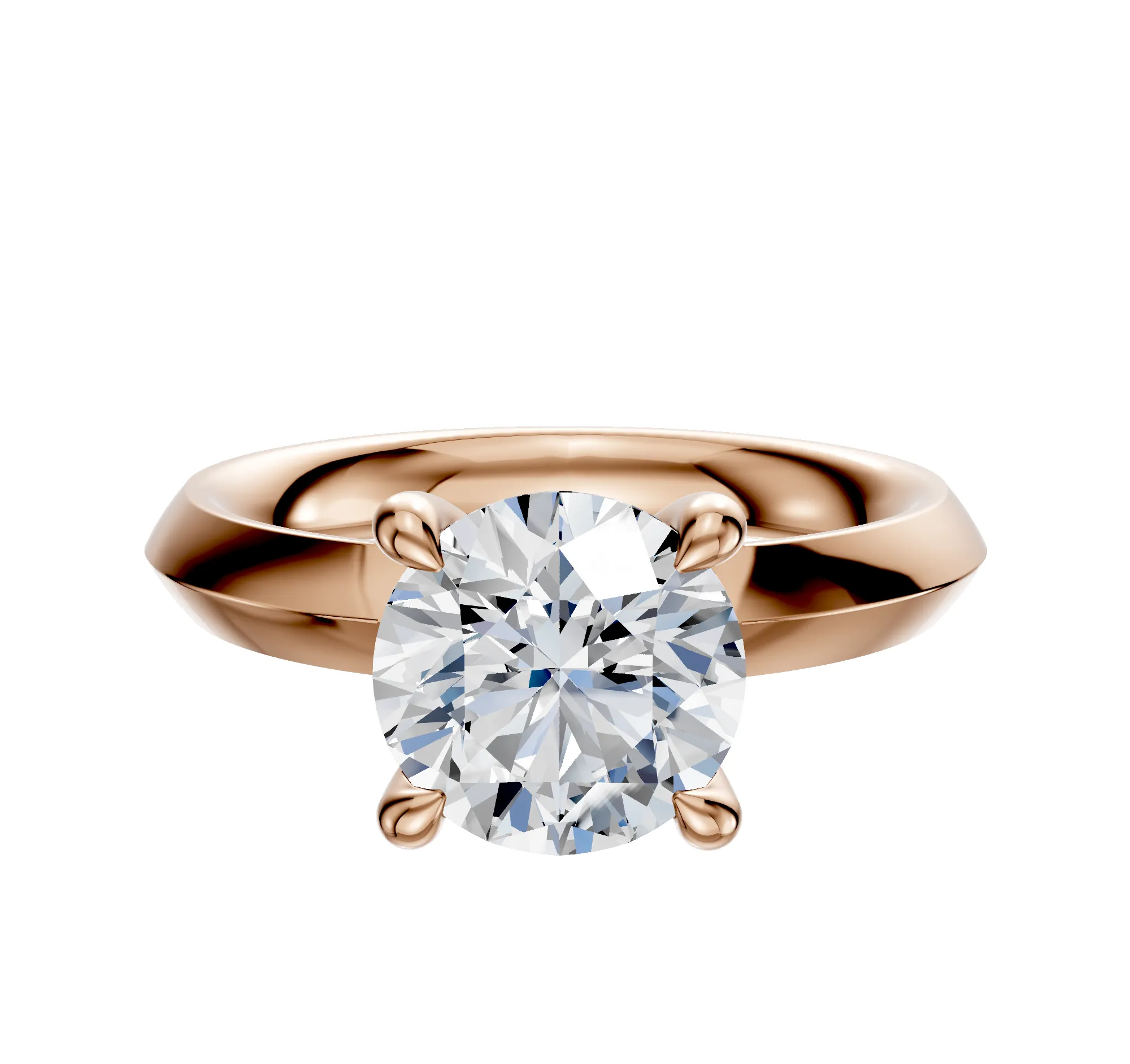 14K Rose Gold 4 Prong Hidden Halo Classic Knife Edge 3.0mm Engagement Ring sold by Promise By Effy