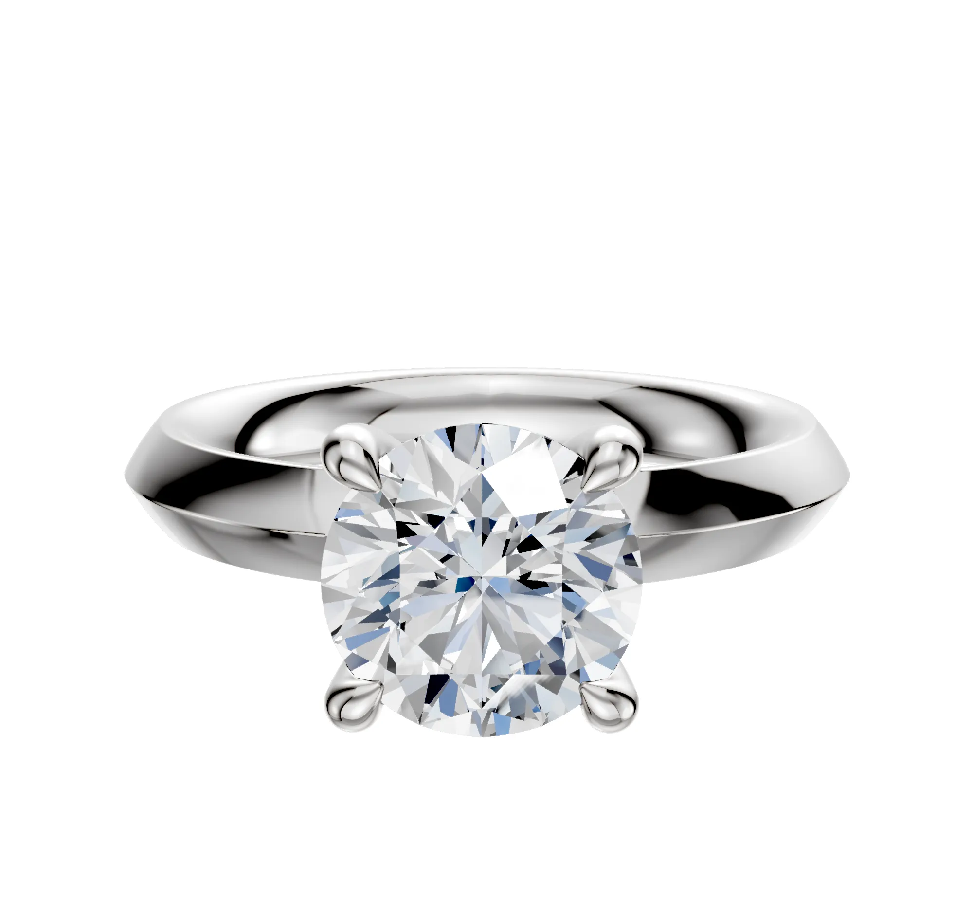 18K White Gold 4 Prong Hidden Halo Classic Knife Edge 3.0mm Engagement Ring sold by Promise By Effy