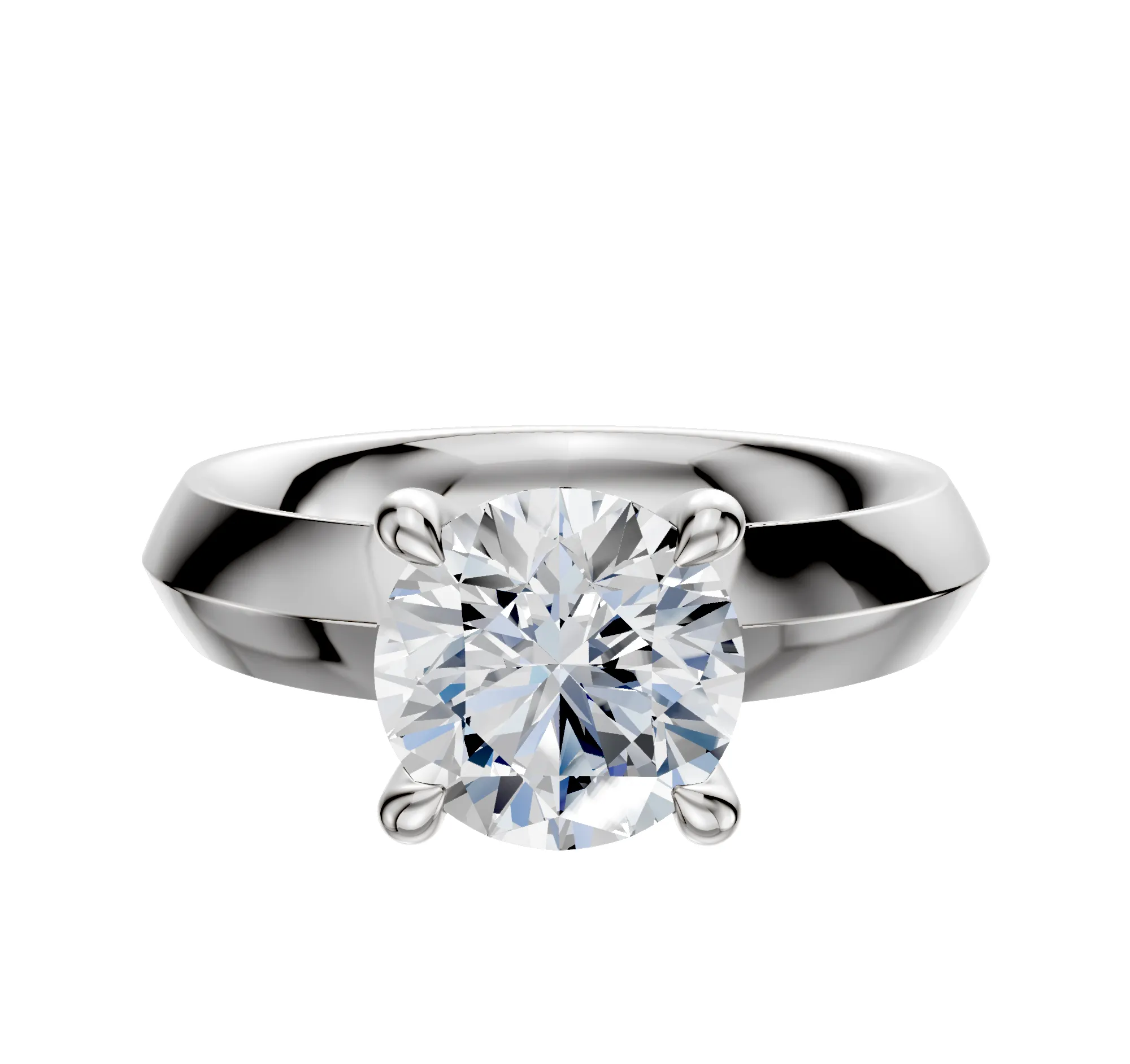 14K White Gold 4 Prong Hidden Halo Classic Knife Edge 4.0mm Engagement Ring sold by Promise By Effy