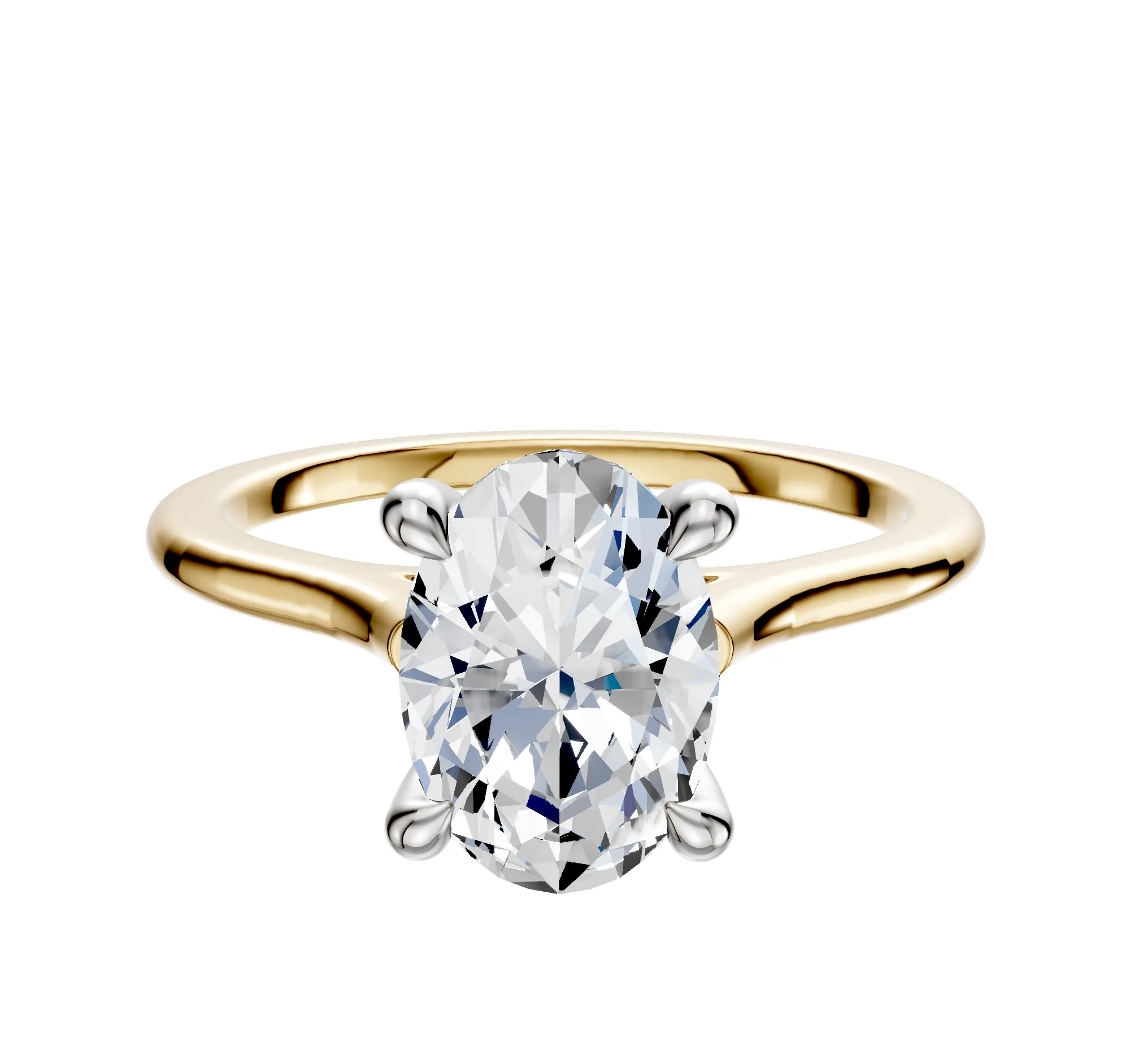 18K Two Tone 4 Prong Hidden Halo Cathedral Dome 1.5mm Engagement Ring sold by Promise By Effy