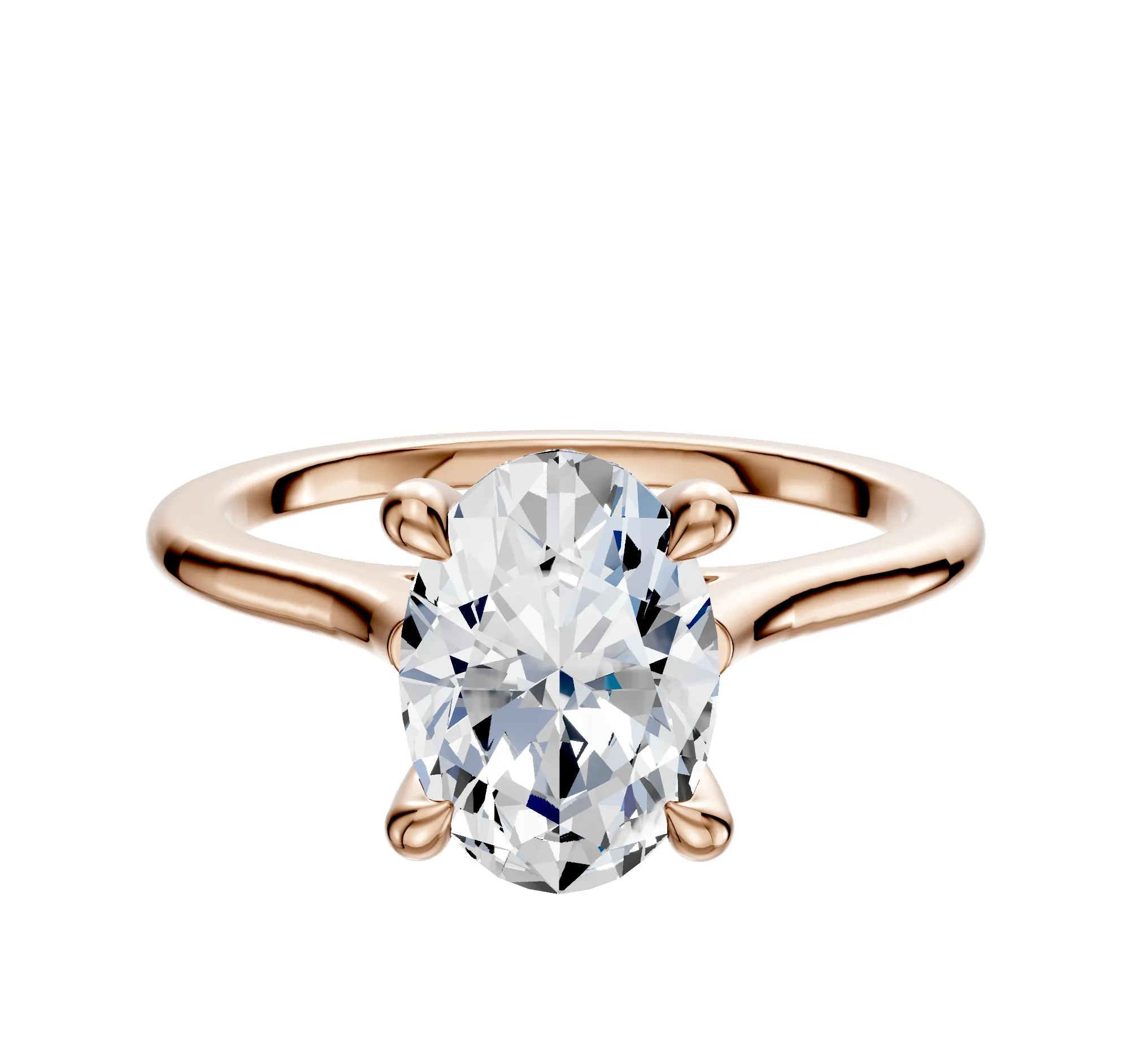 18K Rose Gold 4 Prong Hidden Halo Cathedral Dome 1.5mm Engagement Ring sold by Promise By Effy