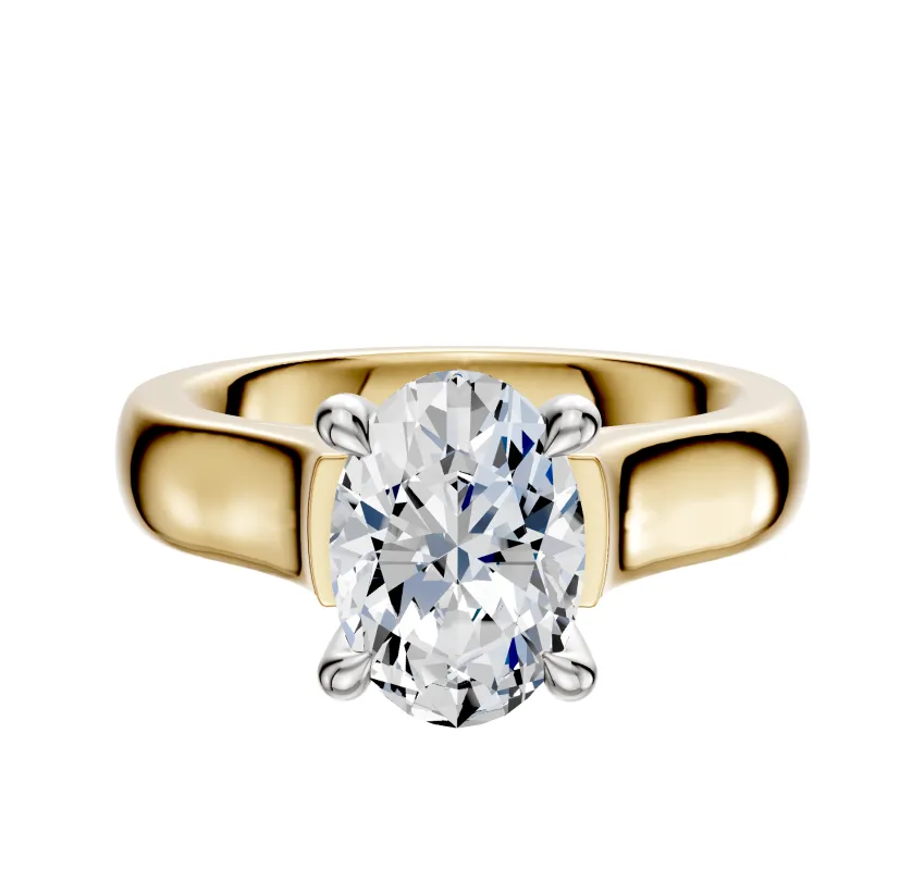 14K Two Tone 4 Prong Hidden Halo Cathedral Dome 4.0mm Engagement Ring sold by Promise By Effy