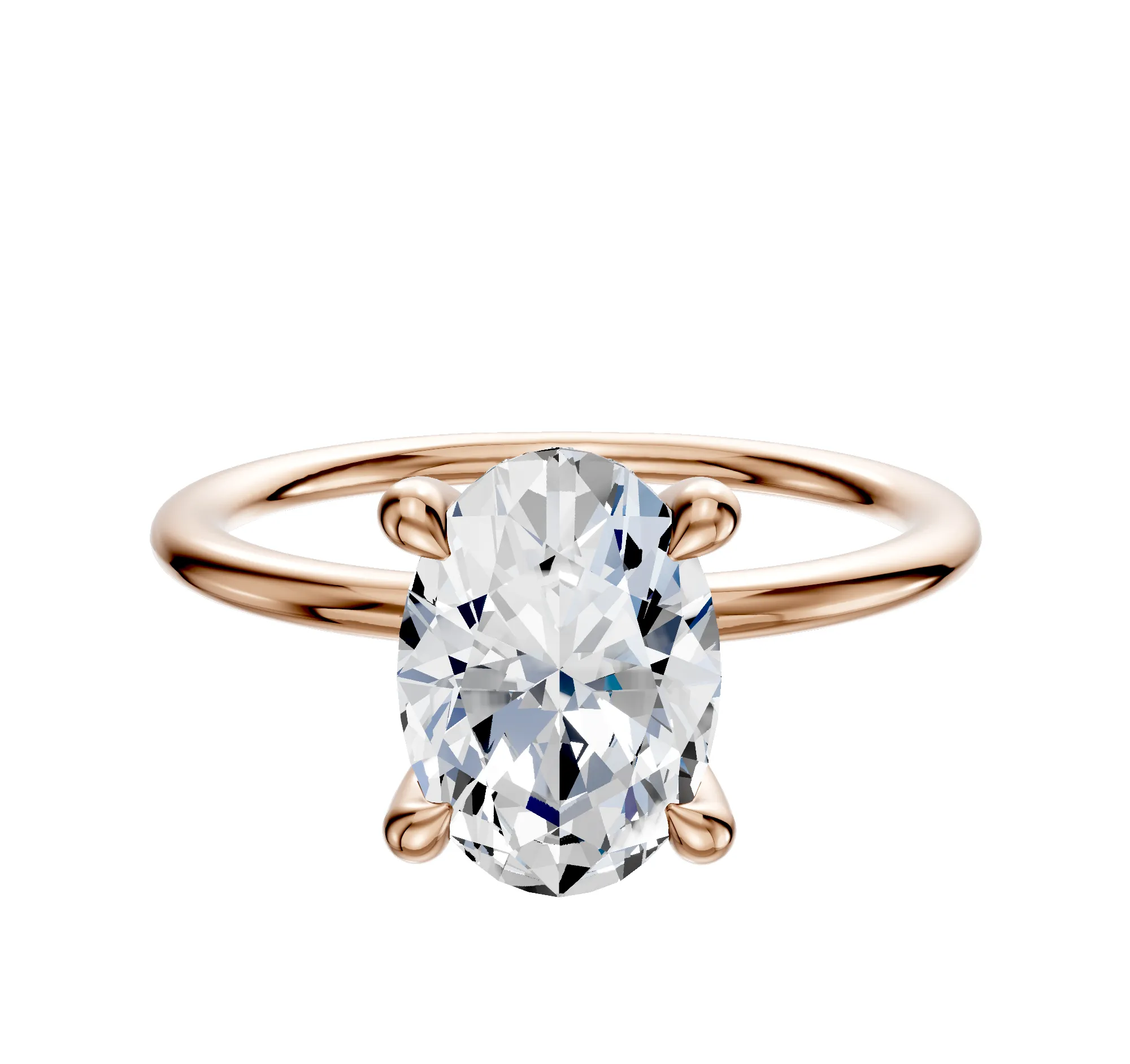 14K Rose Gold 4 Prong Hidden Halo Classic Dome 1.5mm Engagement Ring sold by Promise By Effy