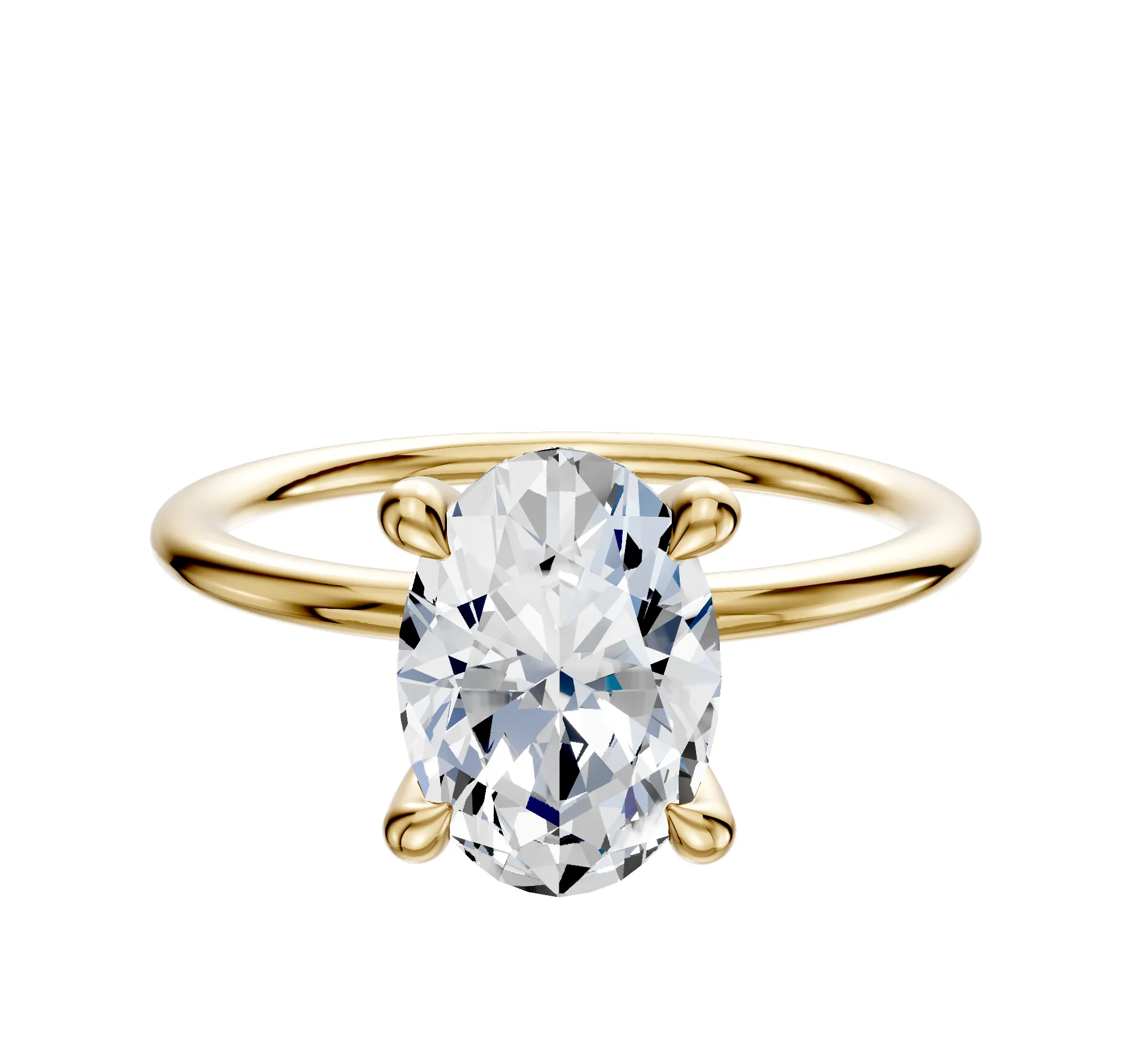 18K Yellow Gold 4 Prong Hidden Halo Classic Dome 1.5mm Engagement Ring sold by Promise By Effy