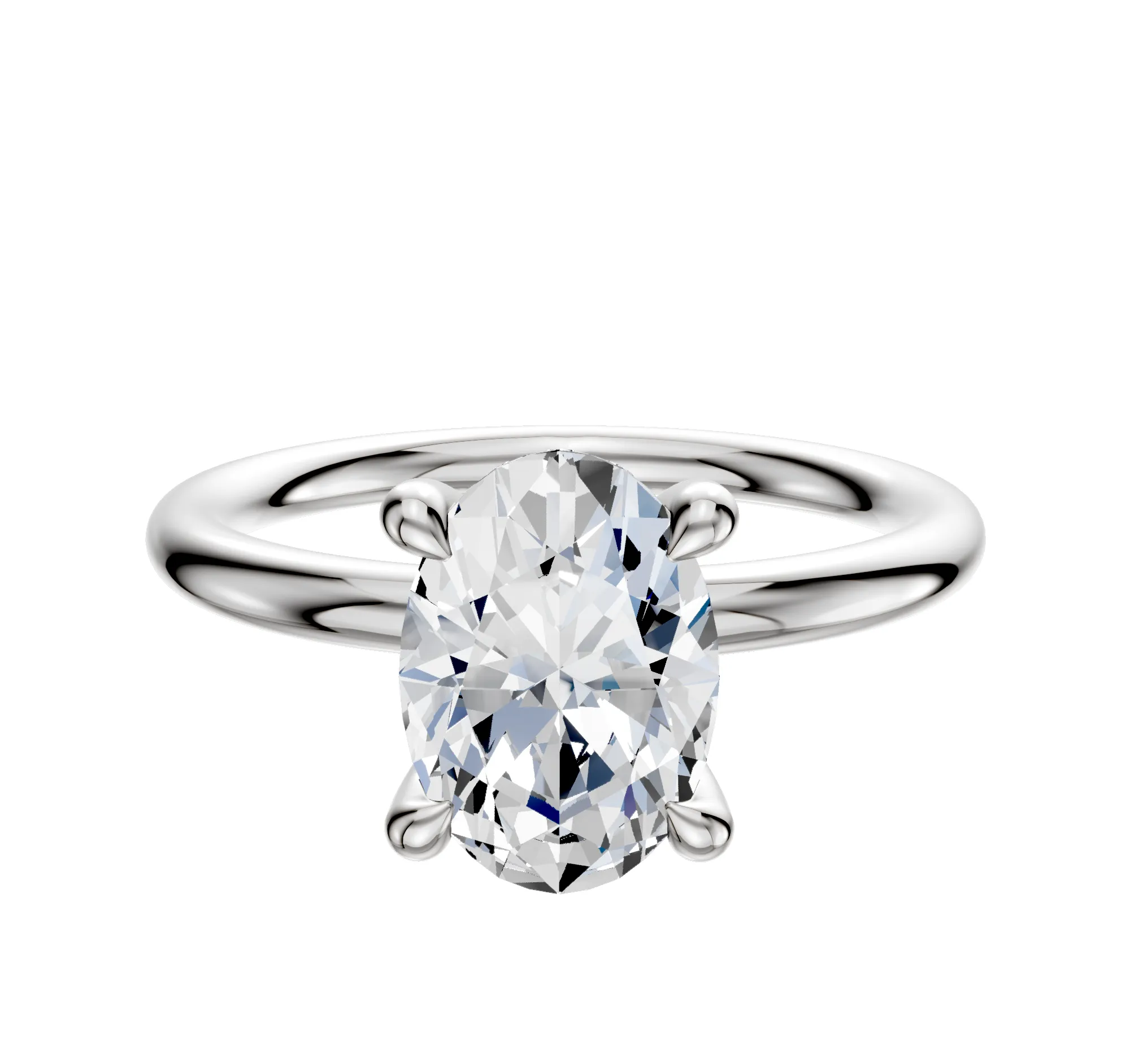18K White Gold 4 Prong Hidden Halo Classic Dome 2.0mm Engagement Ring sold by Promise By Effy