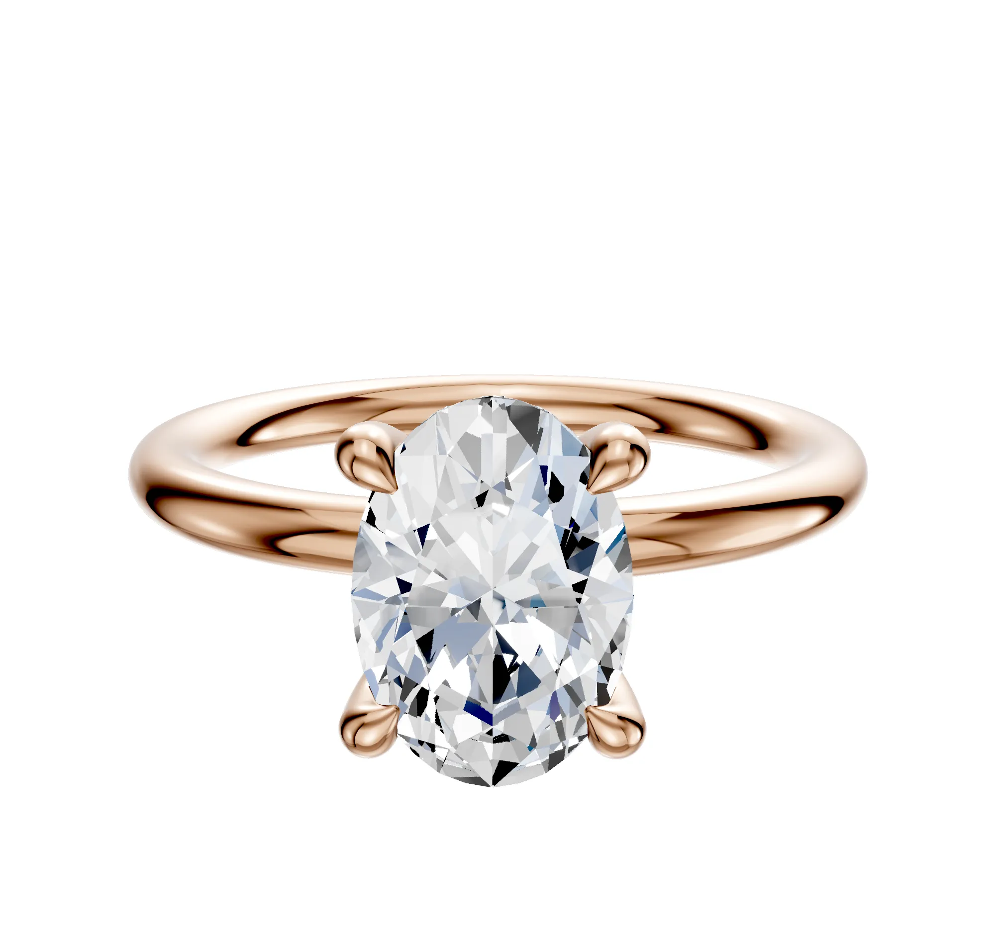 18K Rose Gold 4 Prong Hidden Halo Classic Dome 2.0mm Engagement Ring sold by Promise By Effy