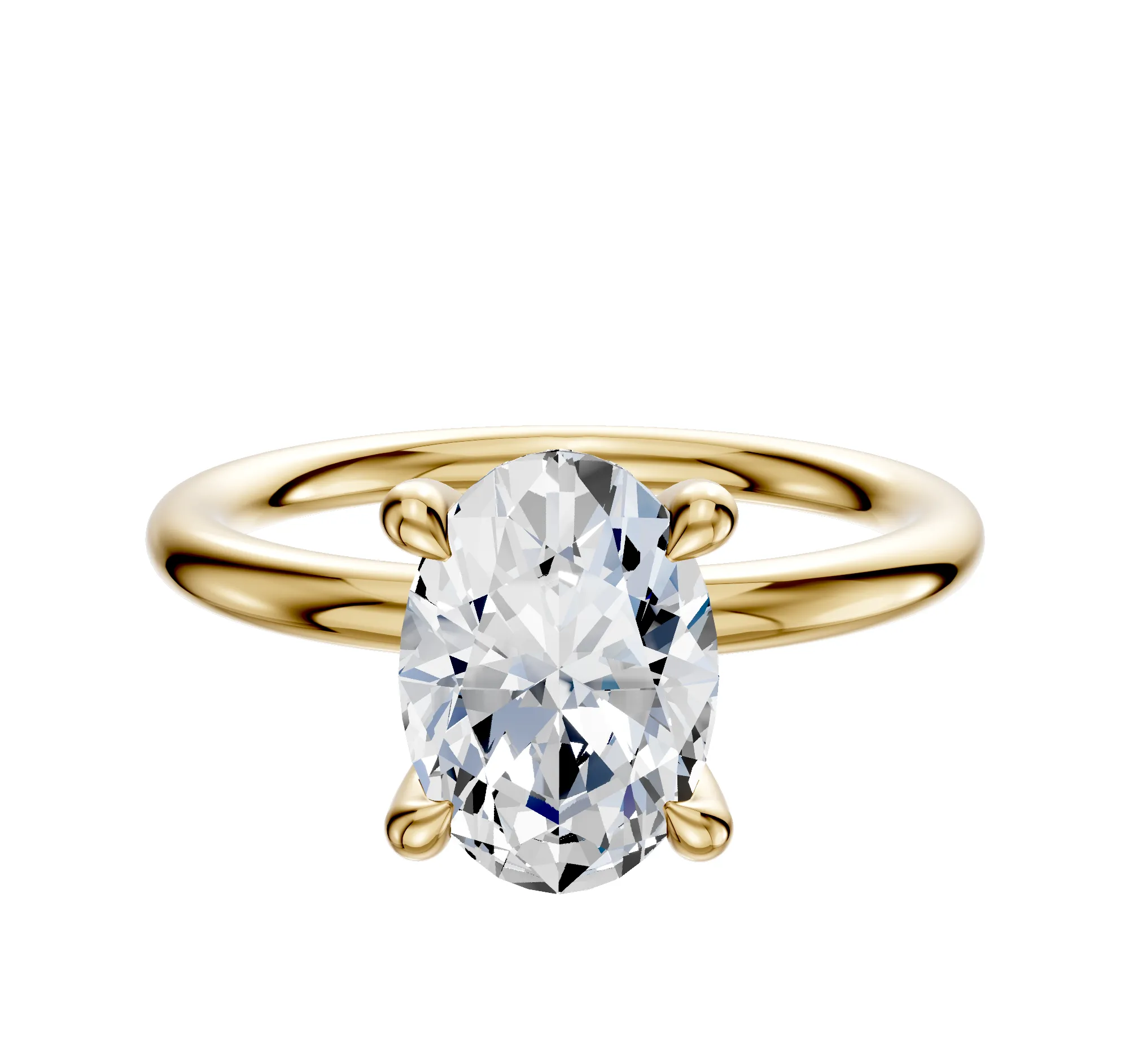 18K Yellow Gold 4 Prong Hidden Halo Classic Dome 2.0mm Engagement Ring sold by Promise By Effy