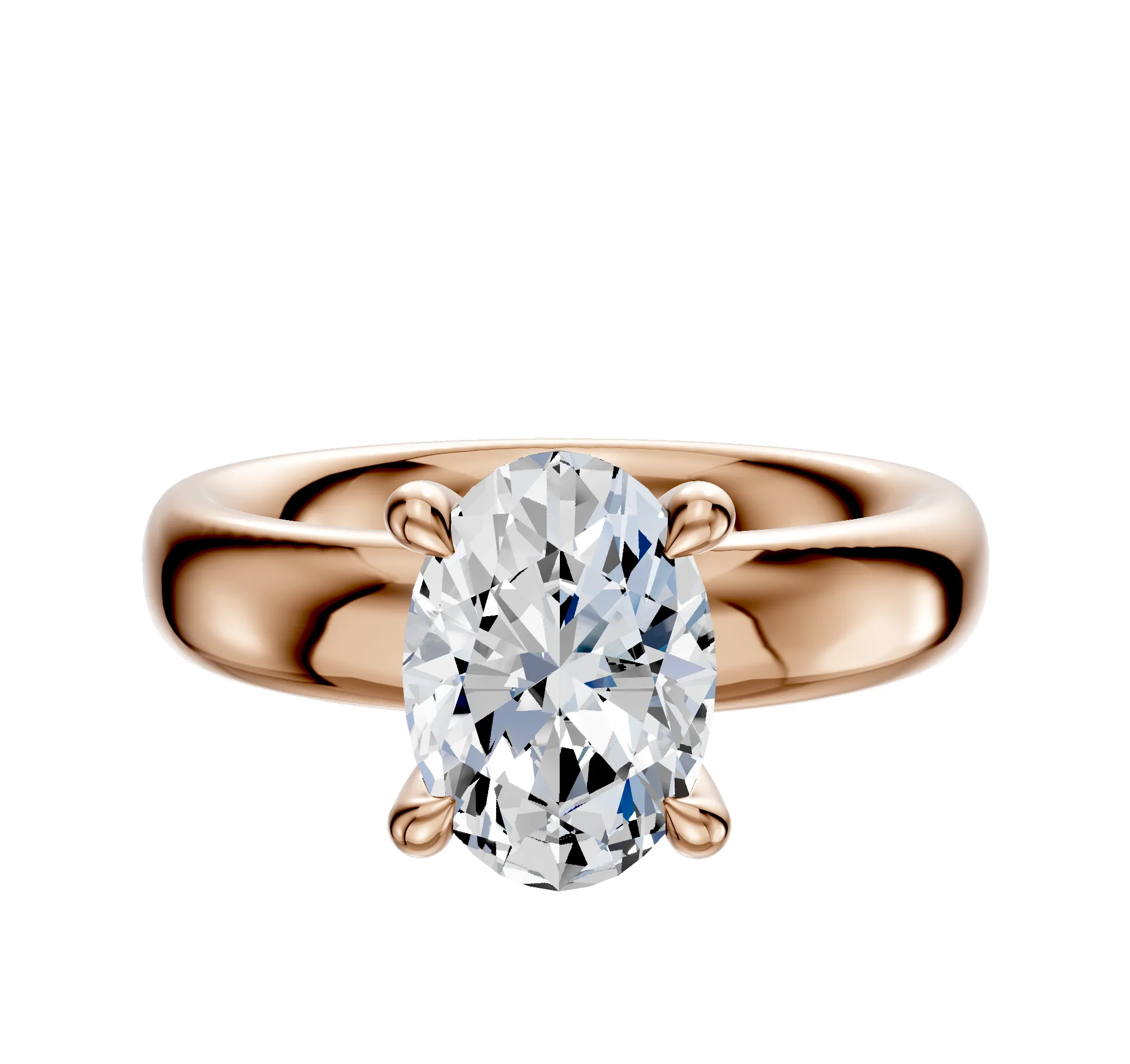 14K Rose Gold 4 Prong Hidden Halo Classic Dome 4.0mm Engagement Ring sold by Promise By Effy