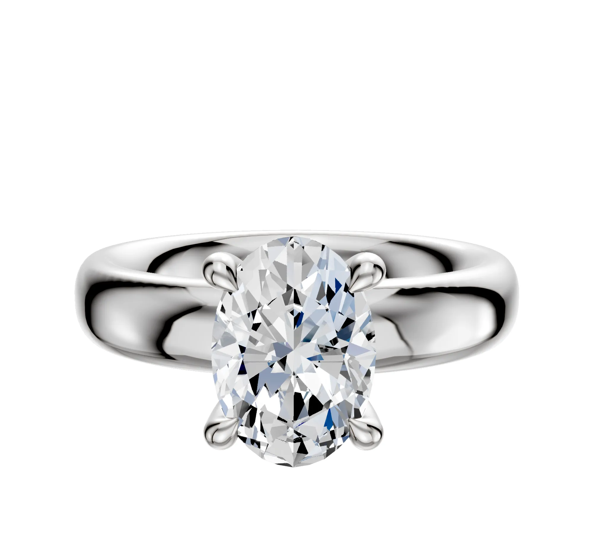 18K White Gold 4 Prong Hidden Halo Classic Dome 4.0mm Engagement Ring sold by Promise By Effy